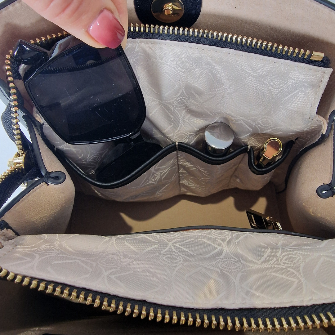 #color_Florence Black, leather backpack, travel bags for women, backpack changing bag leather