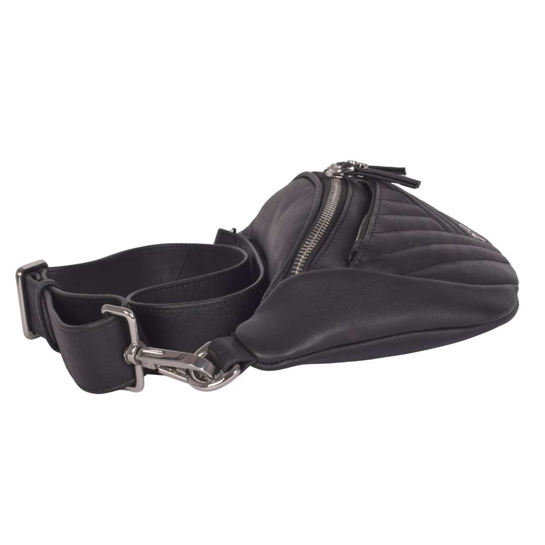 Murphy Black Leather Bum Bag - - Drop 2 Dec Delivery