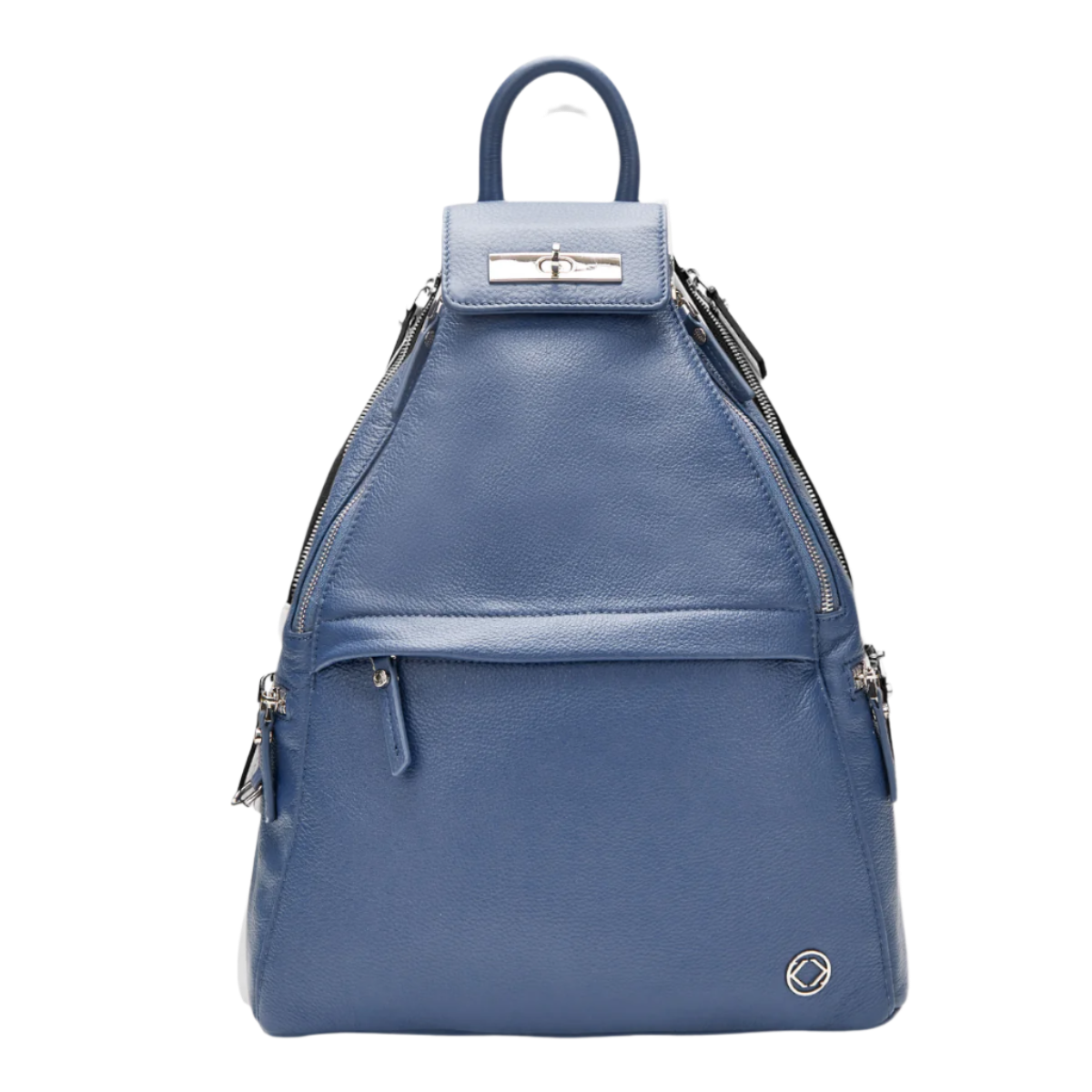 #color_Denim, Blue leather backpack for travel, work and parenting