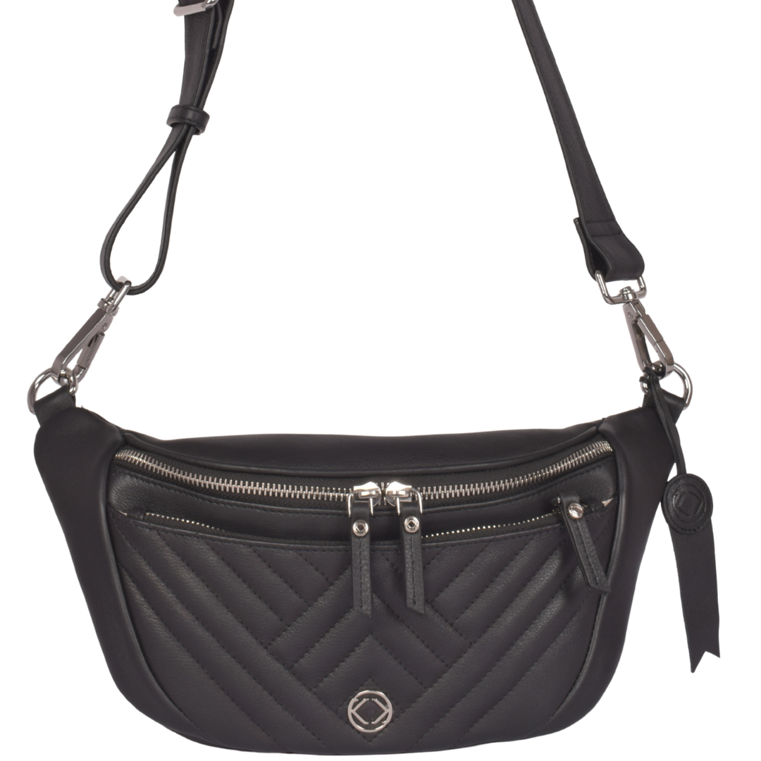 Murphy Black Leather Bum Bag - - Drop 2 Dec Delivery