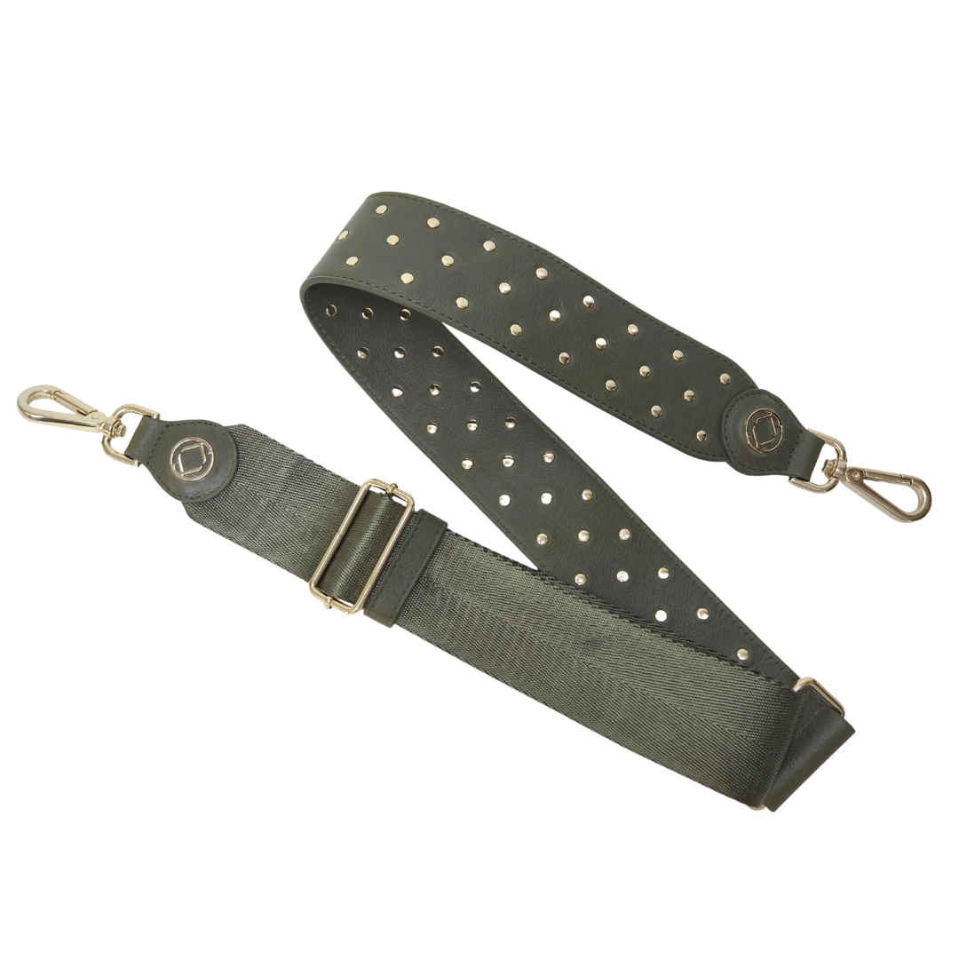 Stevie Studded Olive Leather Strap