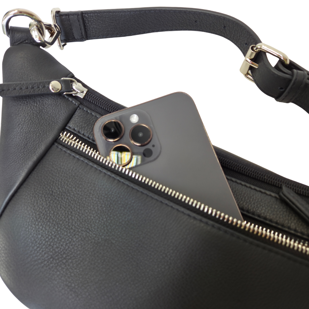 Murphy Black Leather Bum Bag - - Drop 2 Dec Delivery