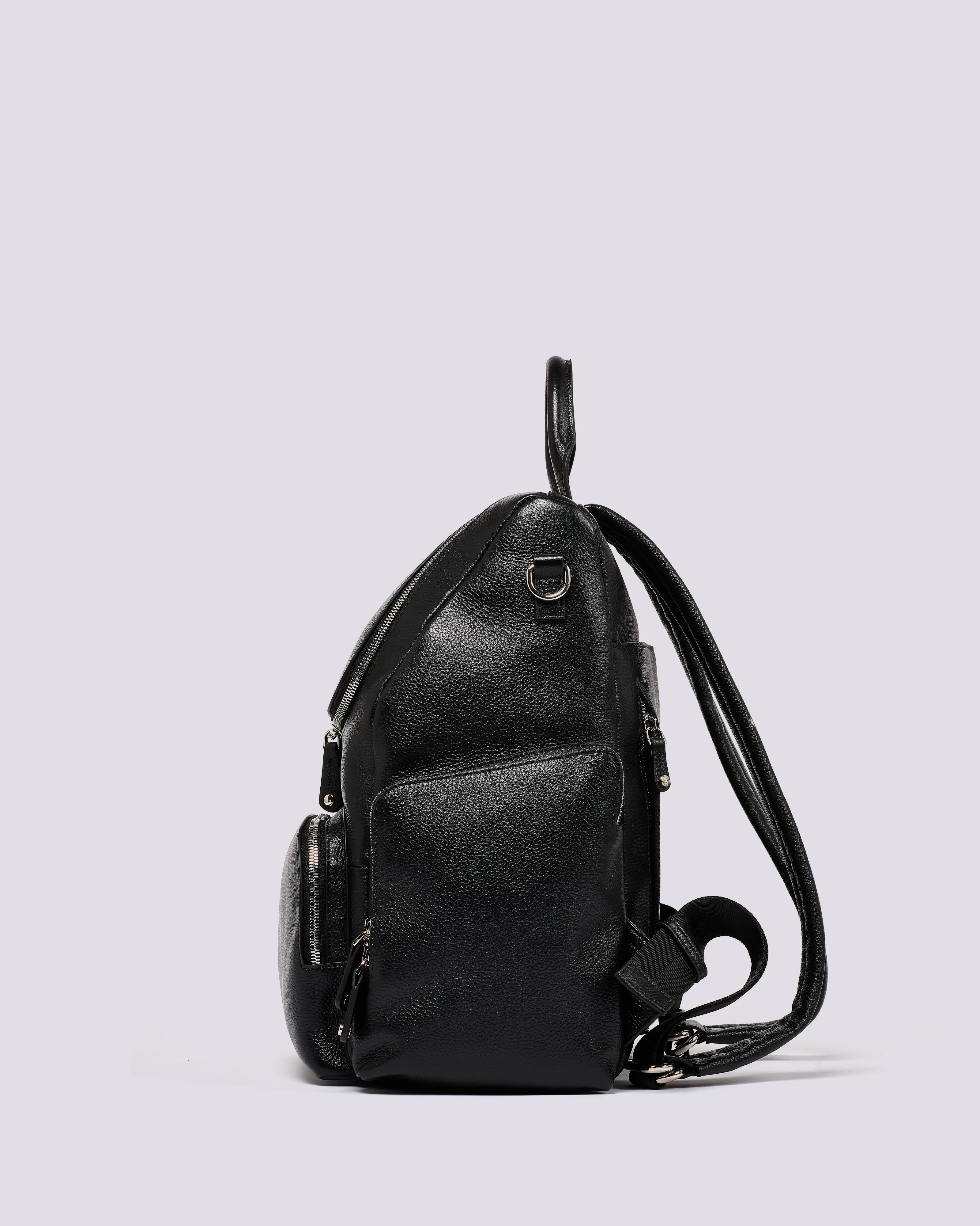 #color_Black Silver, Amber Leather Backpack