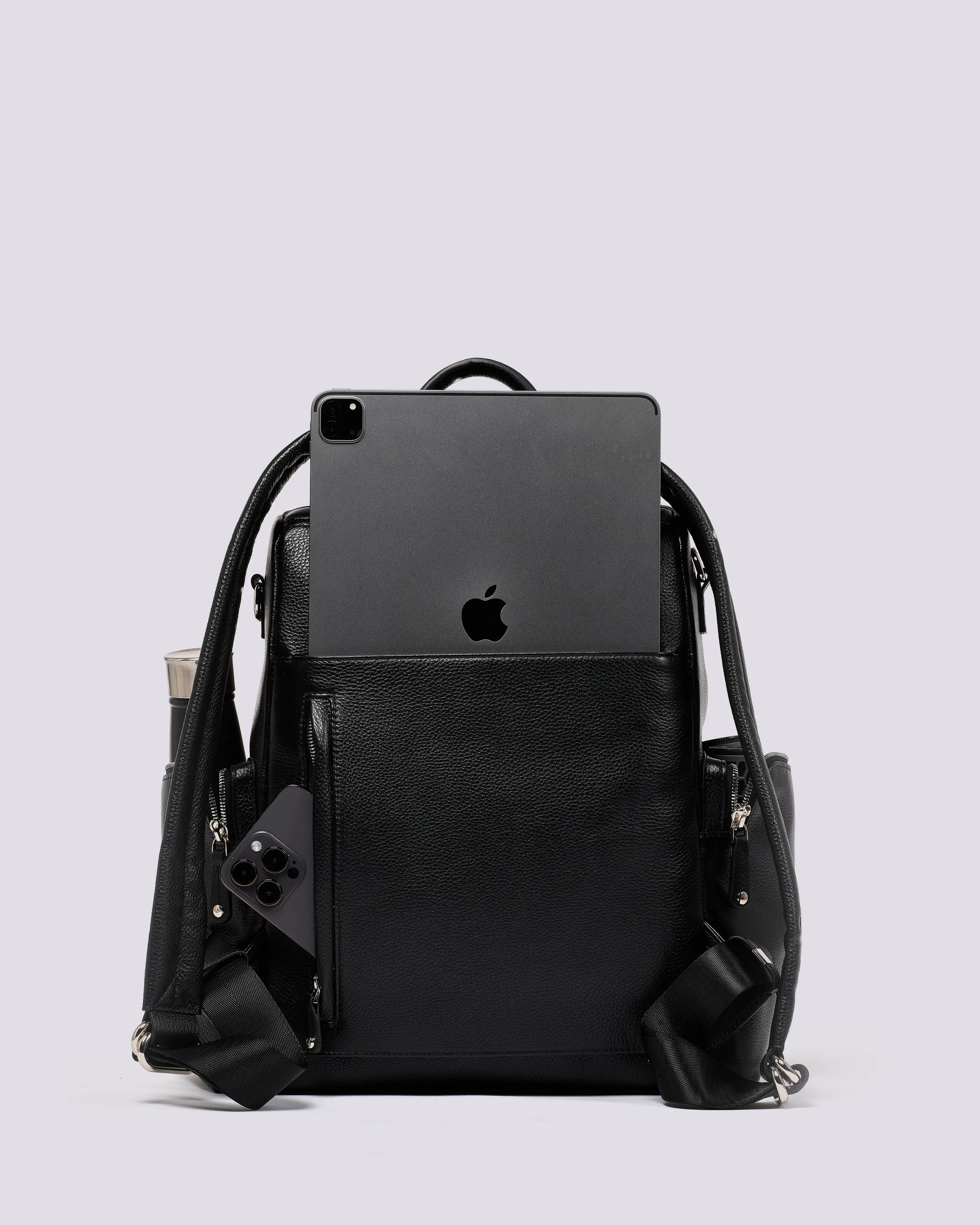 #color_Black Silver, Amber Leather Backpack