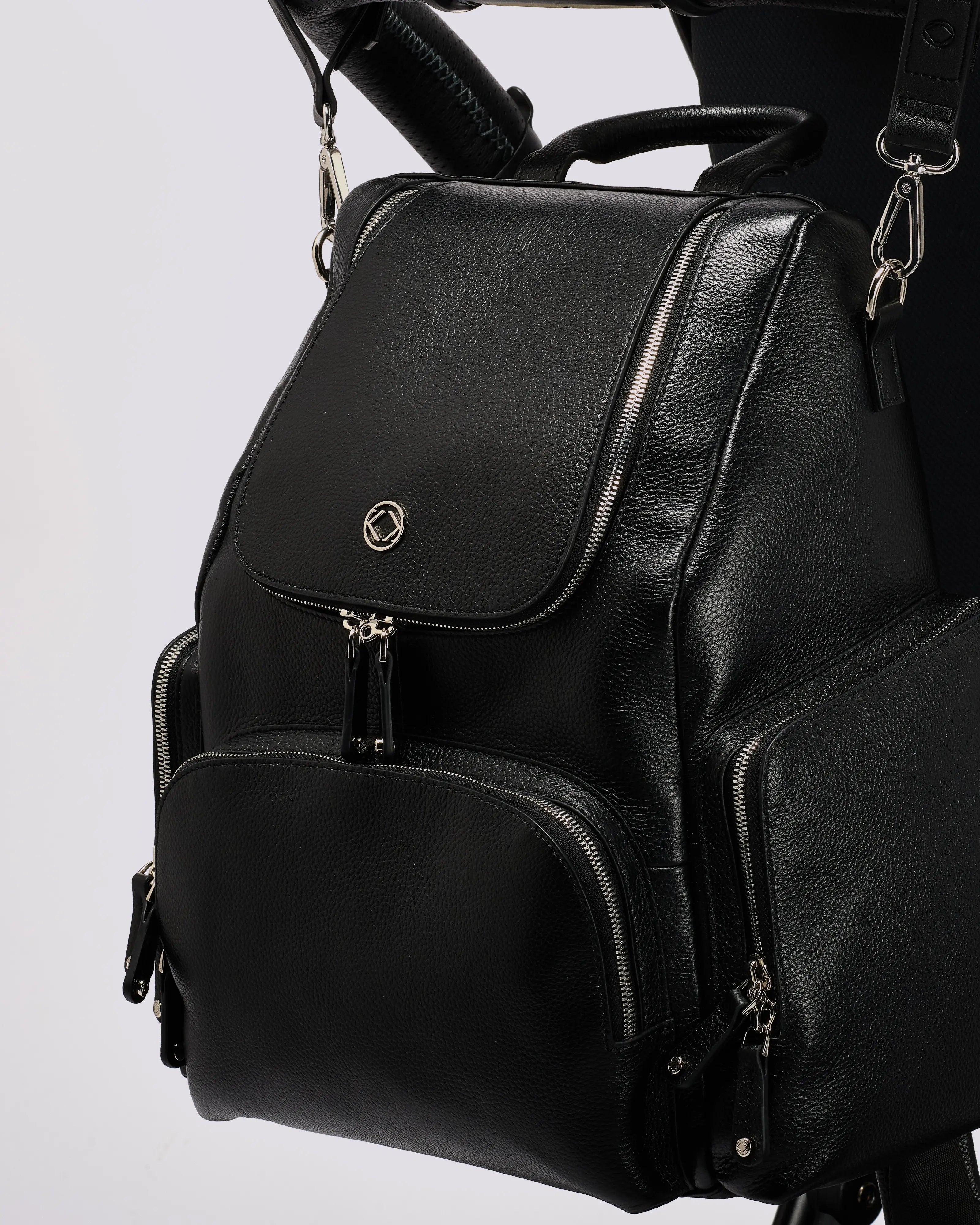 #color_Black Silver, Amber Leather Backpack