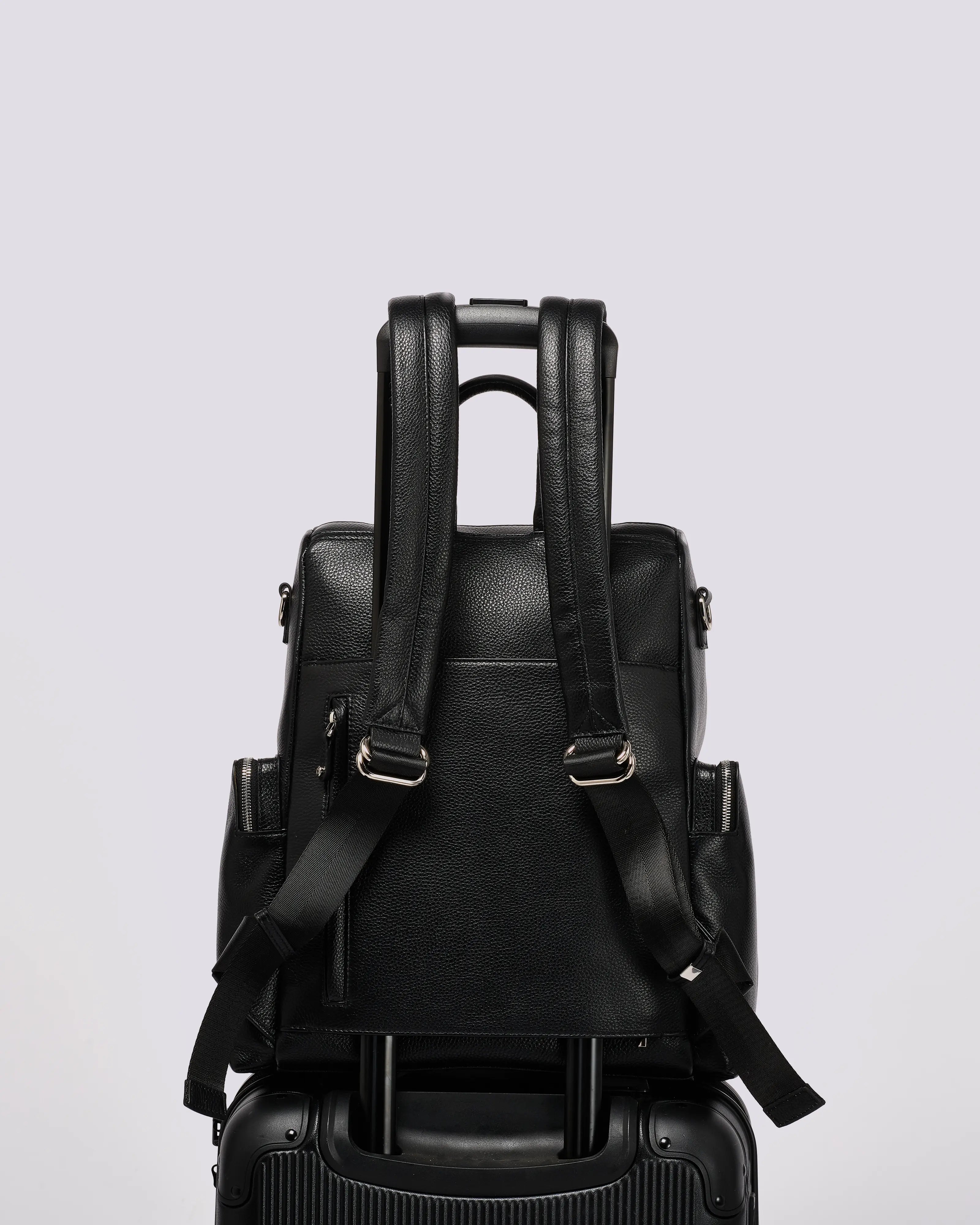 #color_Black Silver, Amber Leather Backpack