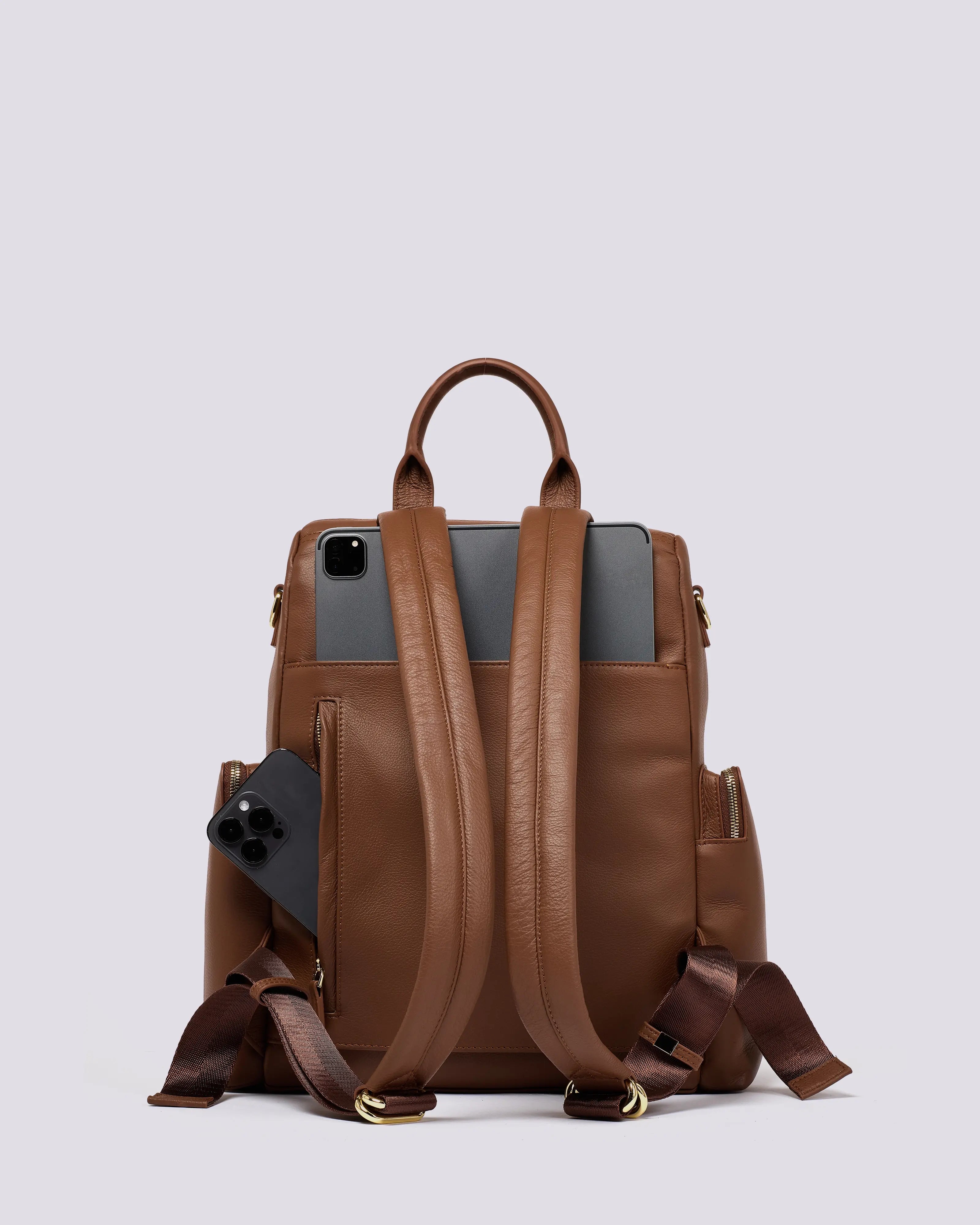 #color_Nutshell Gold, Amber Leather Backpack