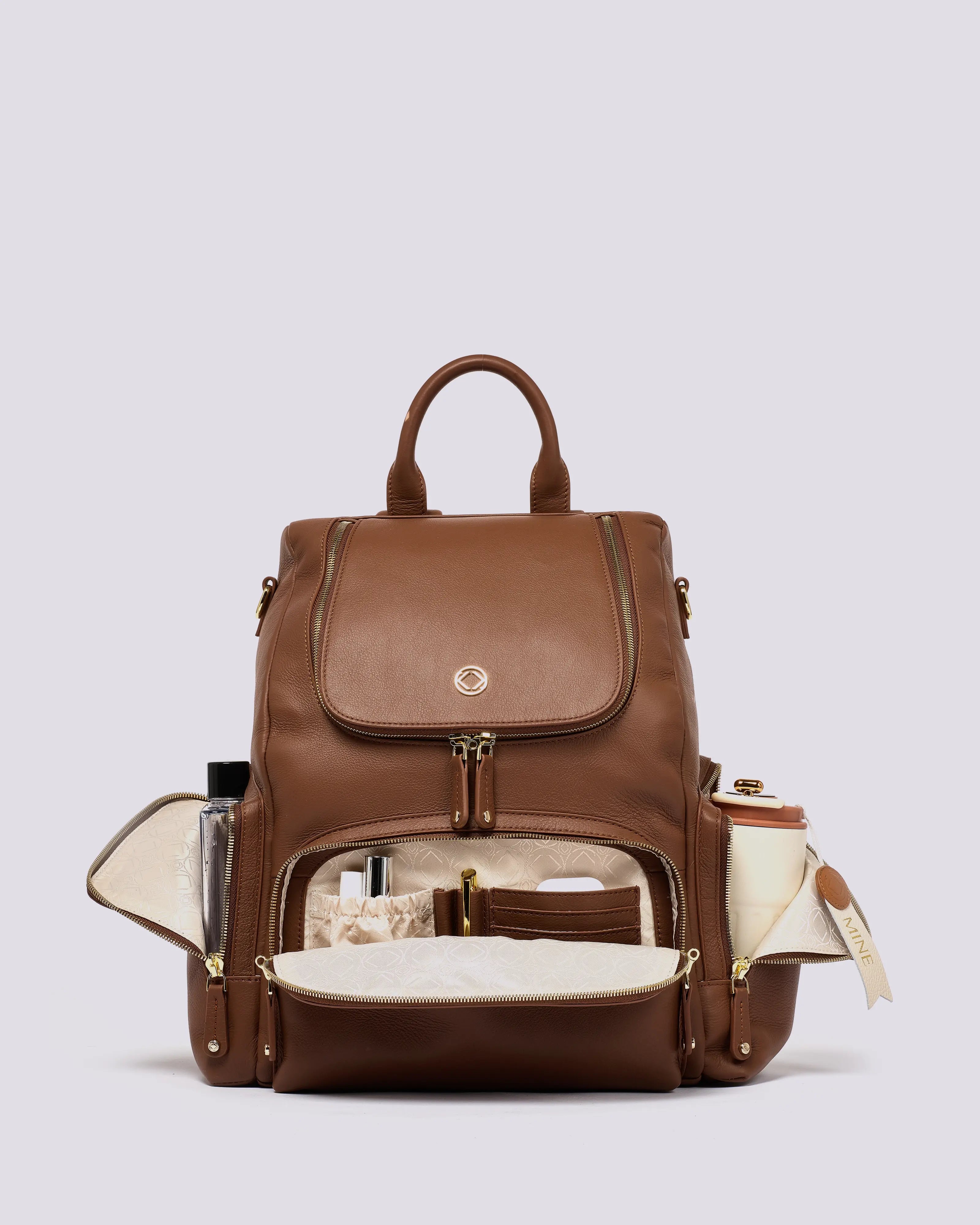 #color_Nutshell Gold, Amber Leather Backpack