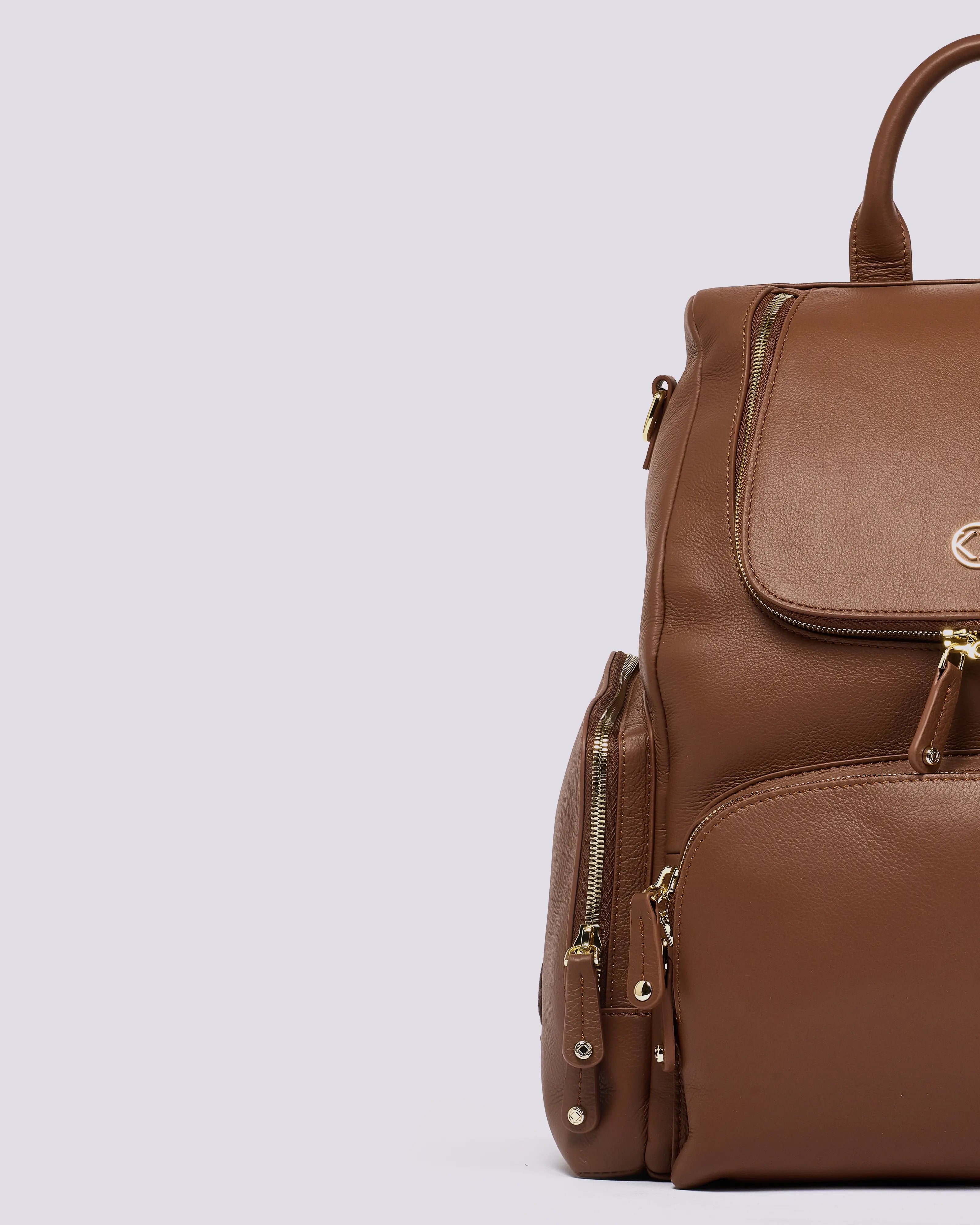 #color_Nutshell Gold, Amber Leather Backpack