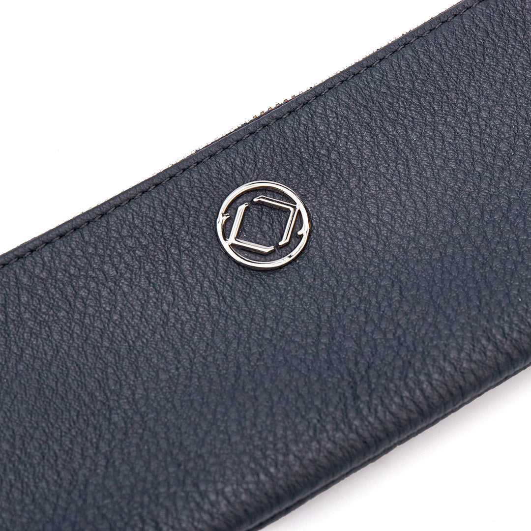 Scotty Pencil Case - Navy Leather with Silver Hardware - Limited Edition
