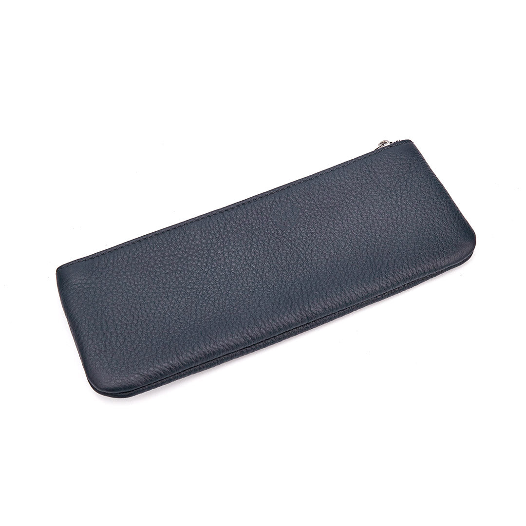 Scotty Pencil Case - Navy Leather with Silver Hardware - Limited Edition