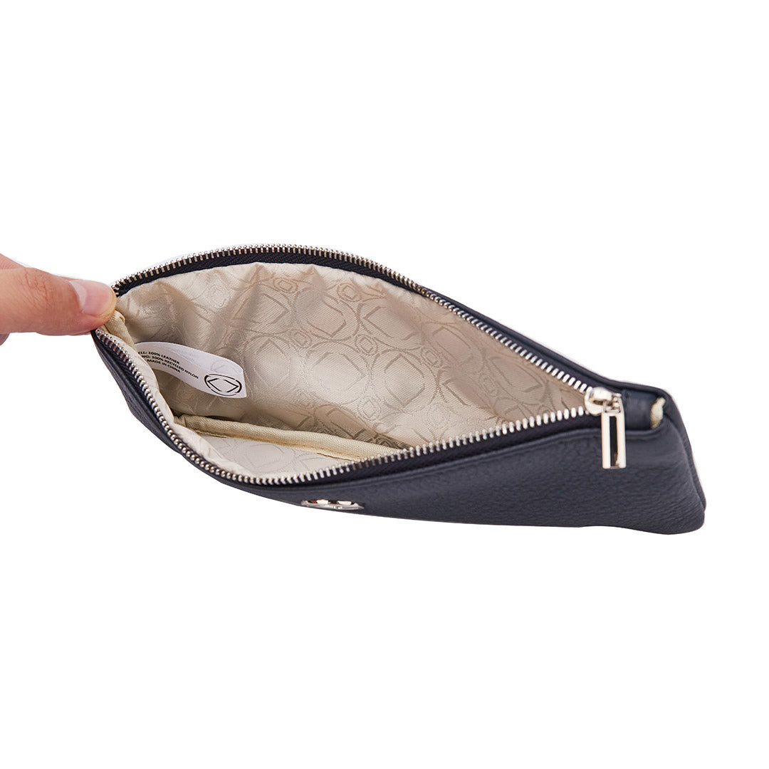 Scotty Pencil Case - Navy Leather with Silver Hardware - Limited Edition