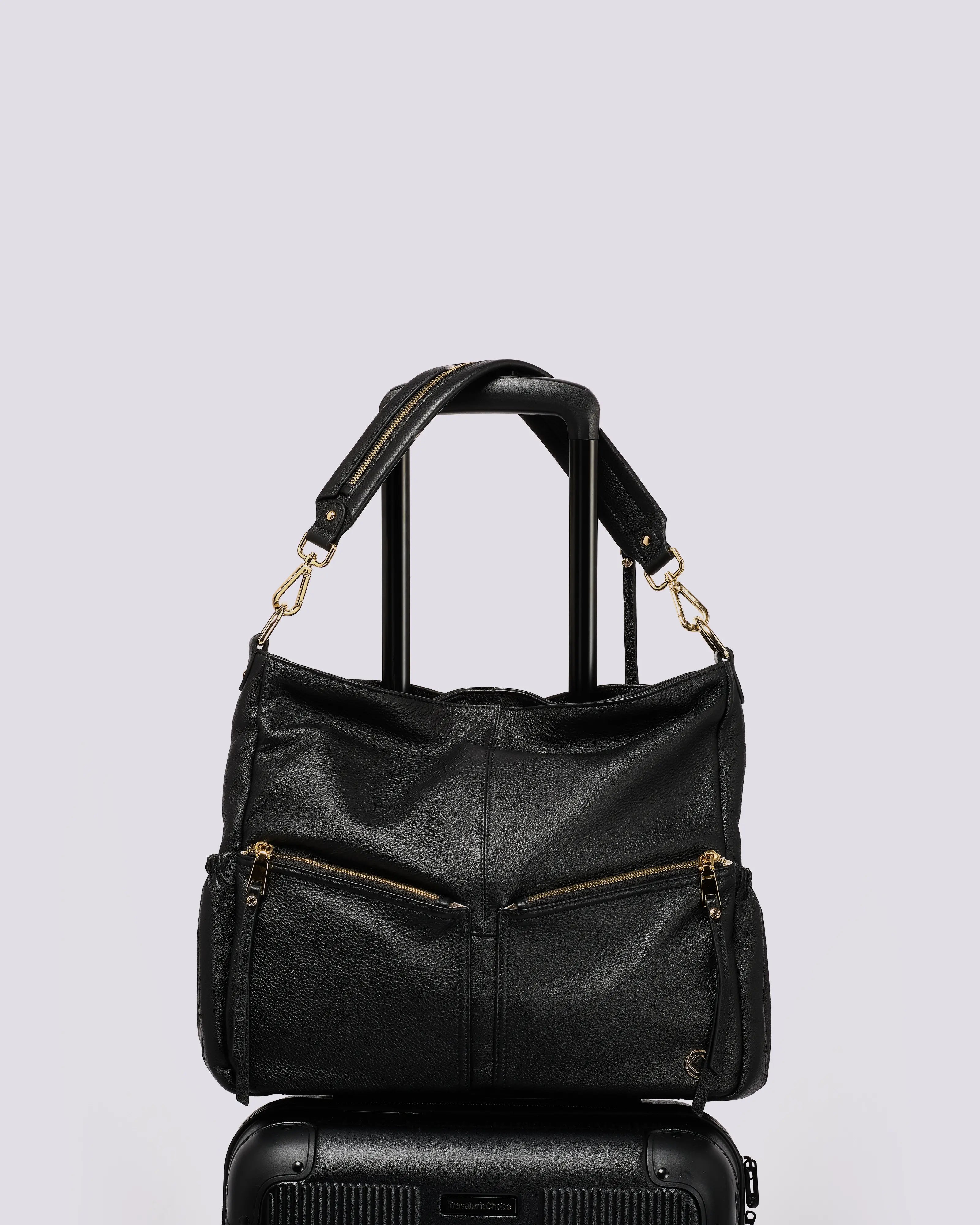 #color_Demi Black, Black Leather Work Bag, Travel Bag, Lennox Black Leather Crossover Bag