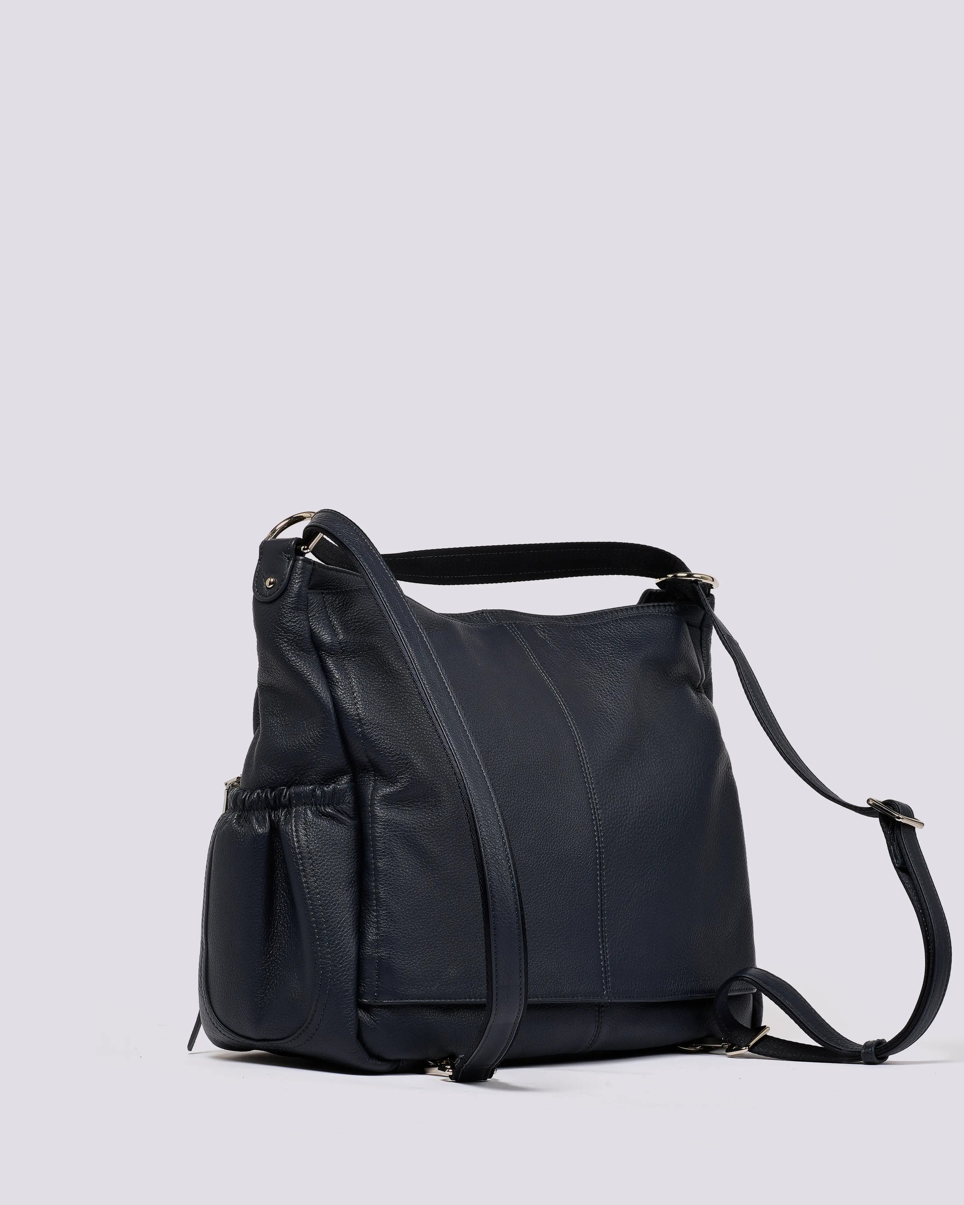 #color_Demi Navy, Navy Leather Work Bag, Travel Bag, Lennox Black Leather Crossover Bag