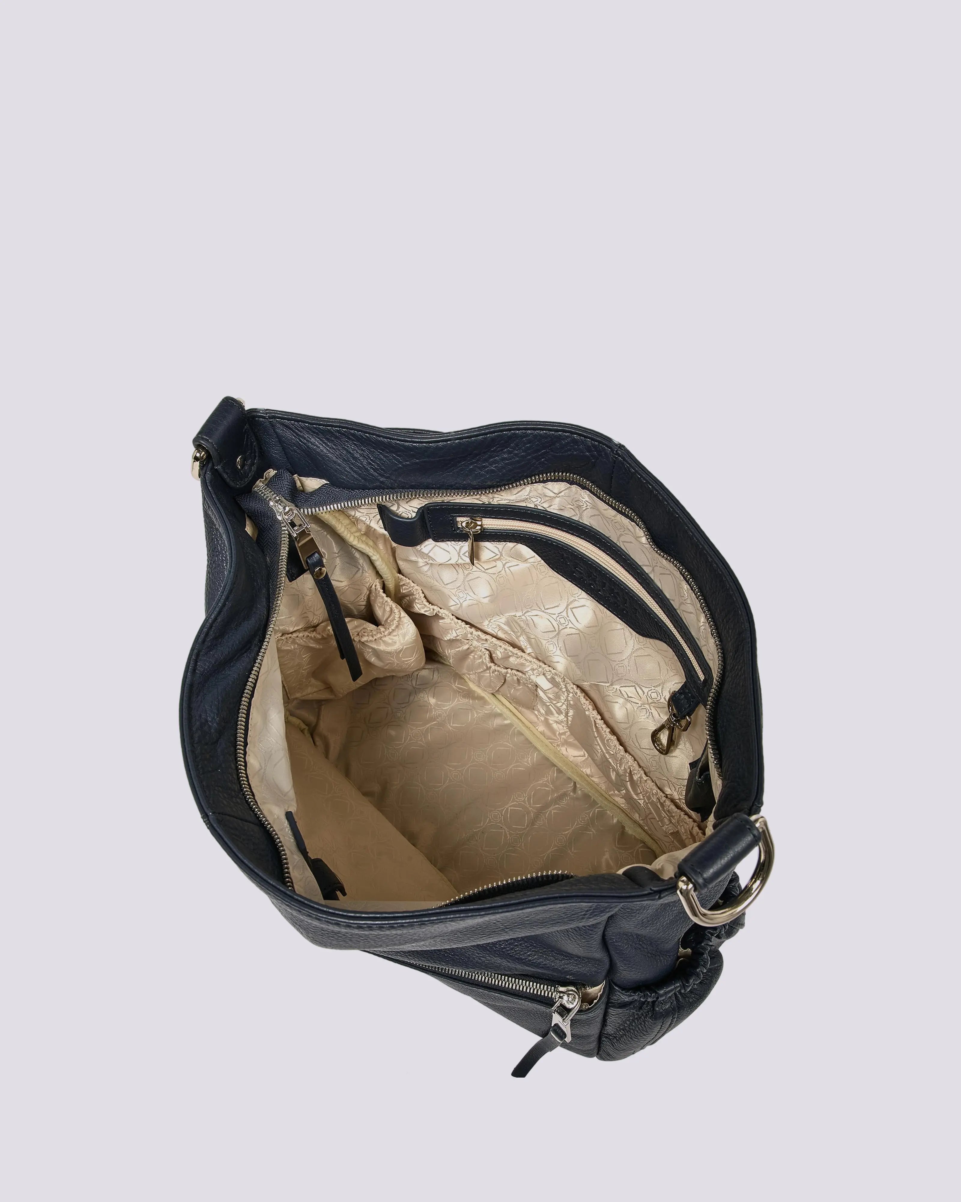 #color_Demi Navy, Navy Leather Work Bag, Travel Bag, Lennox Black Leather Crossover Bag