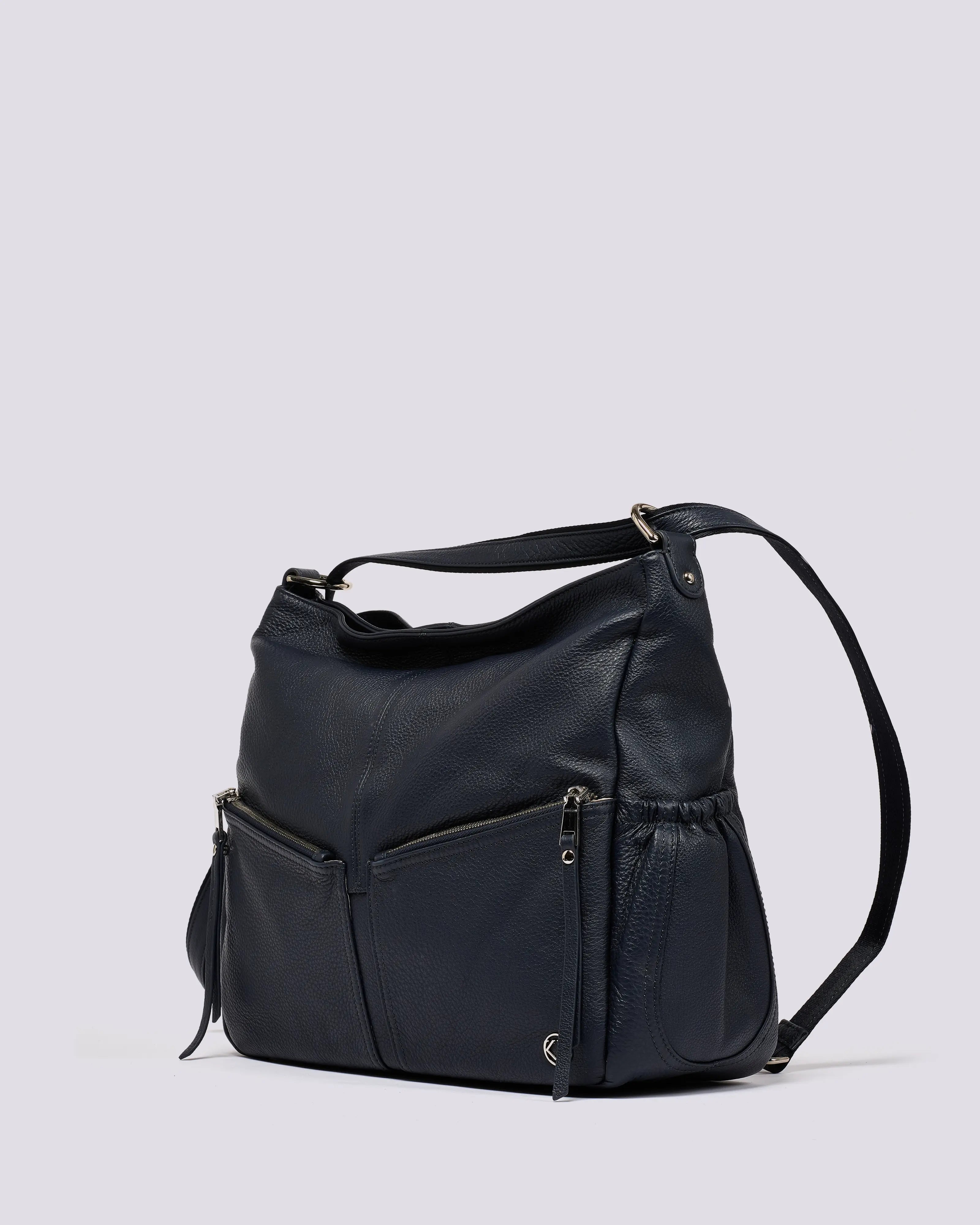 #color_Demi Navy, Navy Leather Work Bag, Travel Bag, Lennox Black Leather Crossover Bag