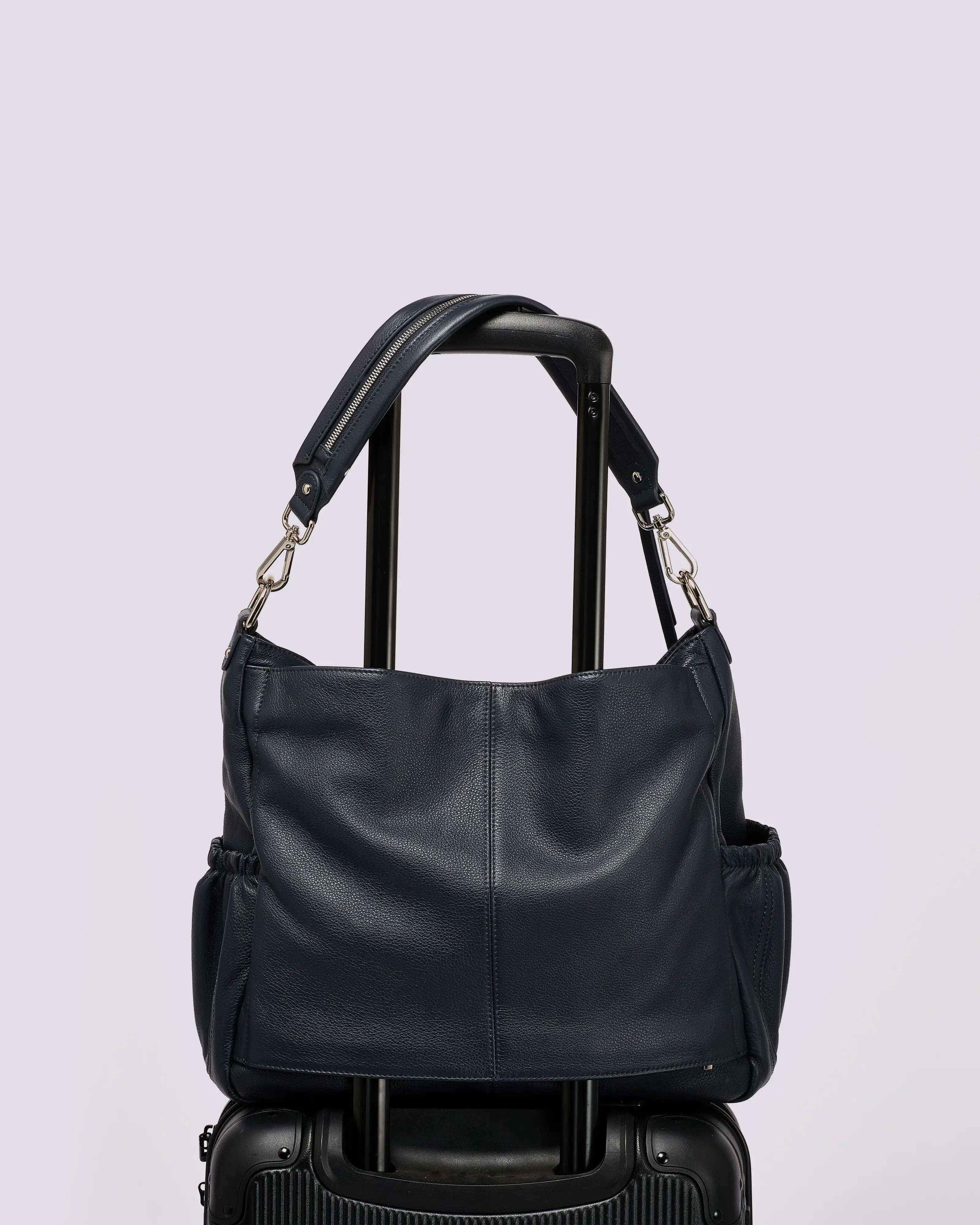 #color_Demi Navy, Navy Leather Work Bag, Travel Bag, Lennox Black Leather Crossover Bag