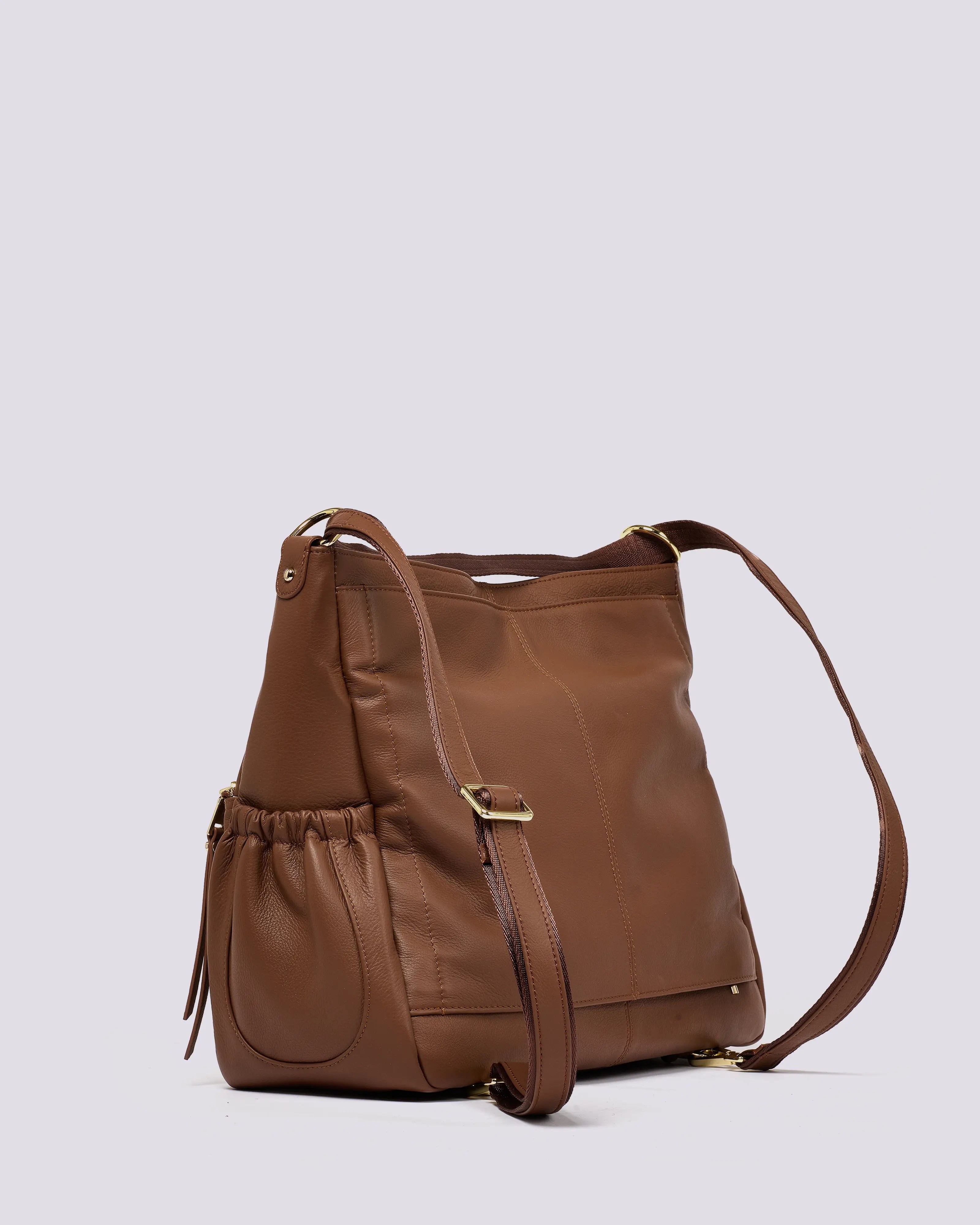 #color_Demi Nutshell, Tan Leather handbag, Backpack, Travel bag, Lennox Demi Leather Crossover bag