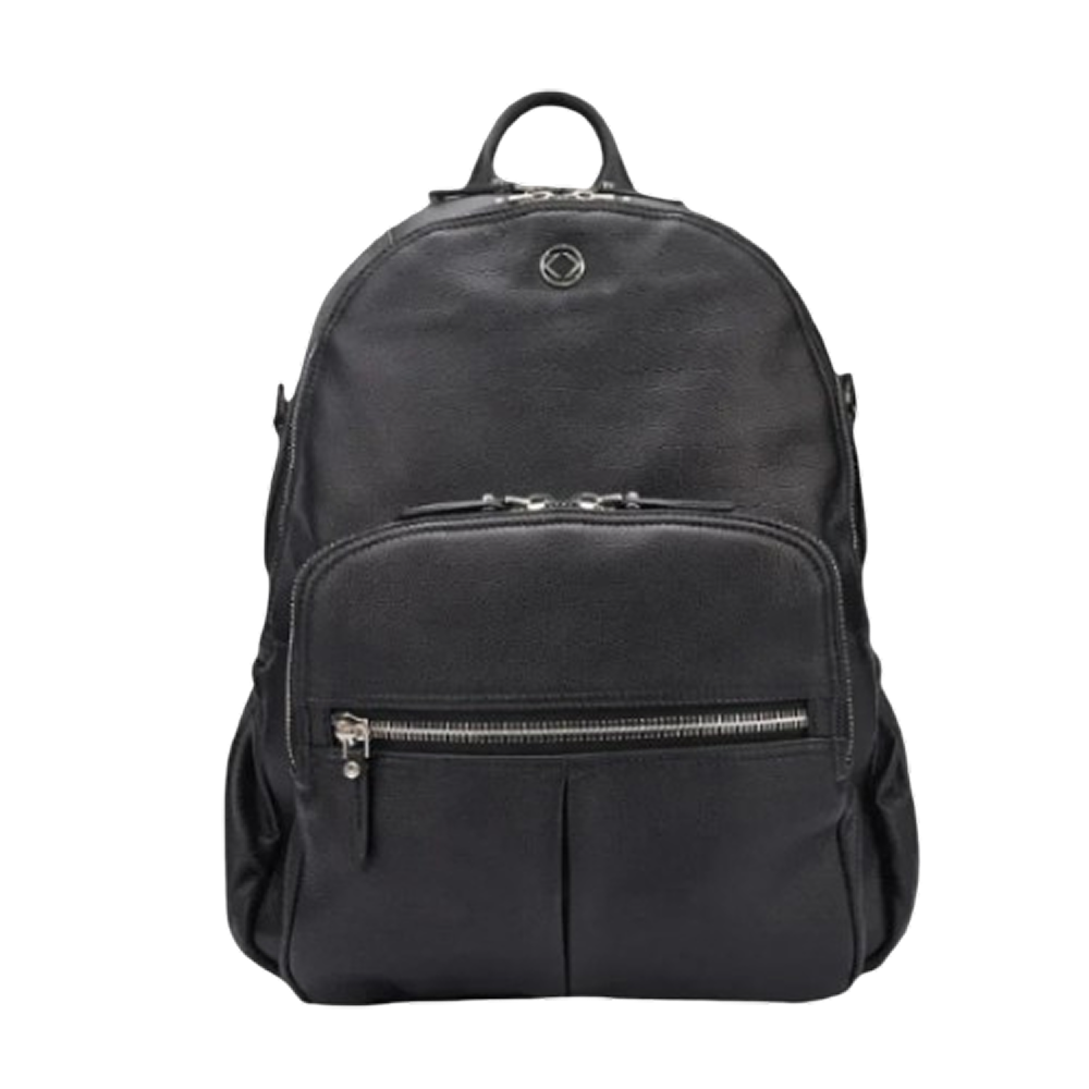 #color_Black Leather, womens black leather backpack for work, travel and modern parenting