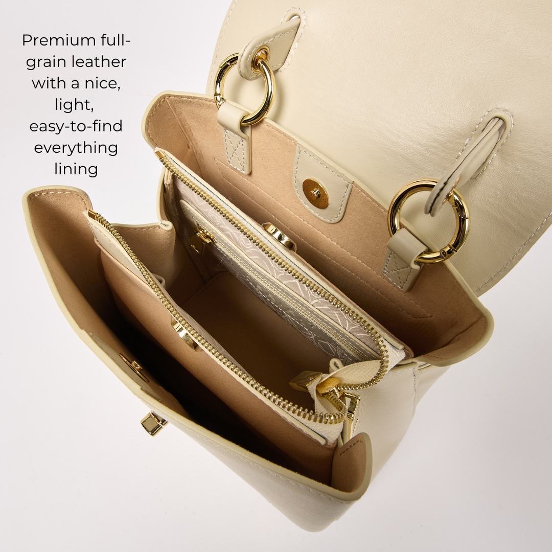 #color_Cream, Florence Small Leather Backpack