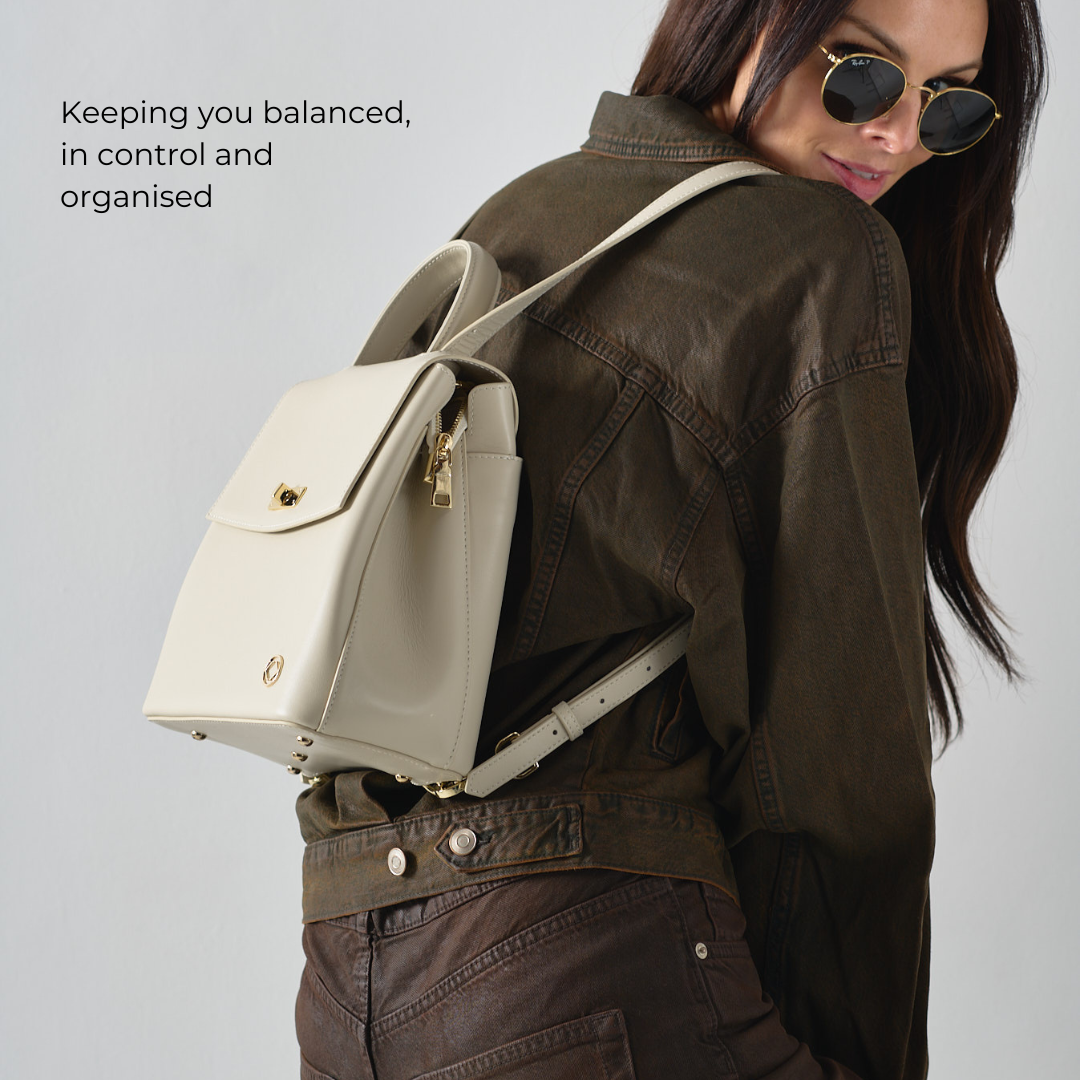 #color_Cream, Florence Small Leather Backpack