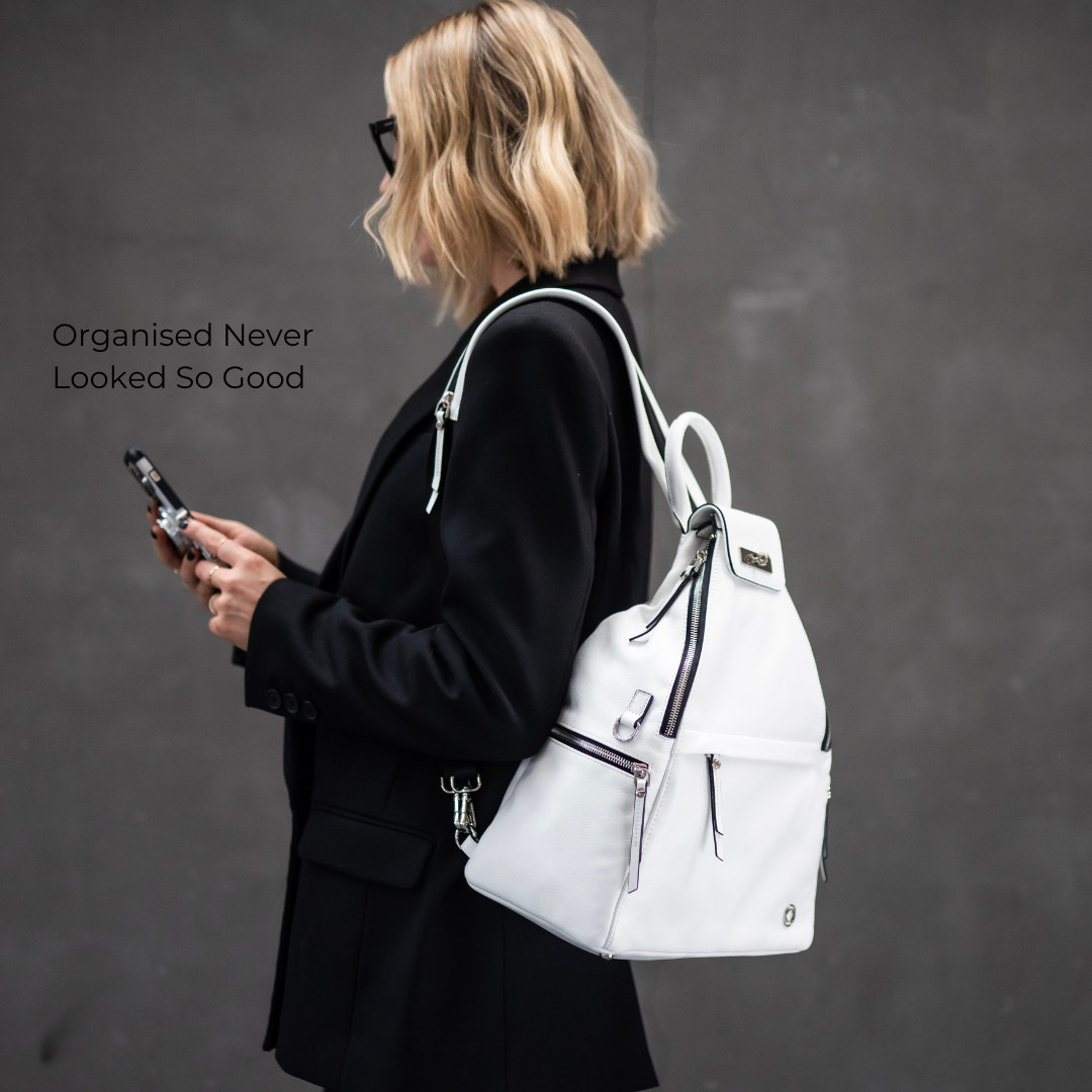 #color_White, Aryella White Leather Rucksack - Limited Edition