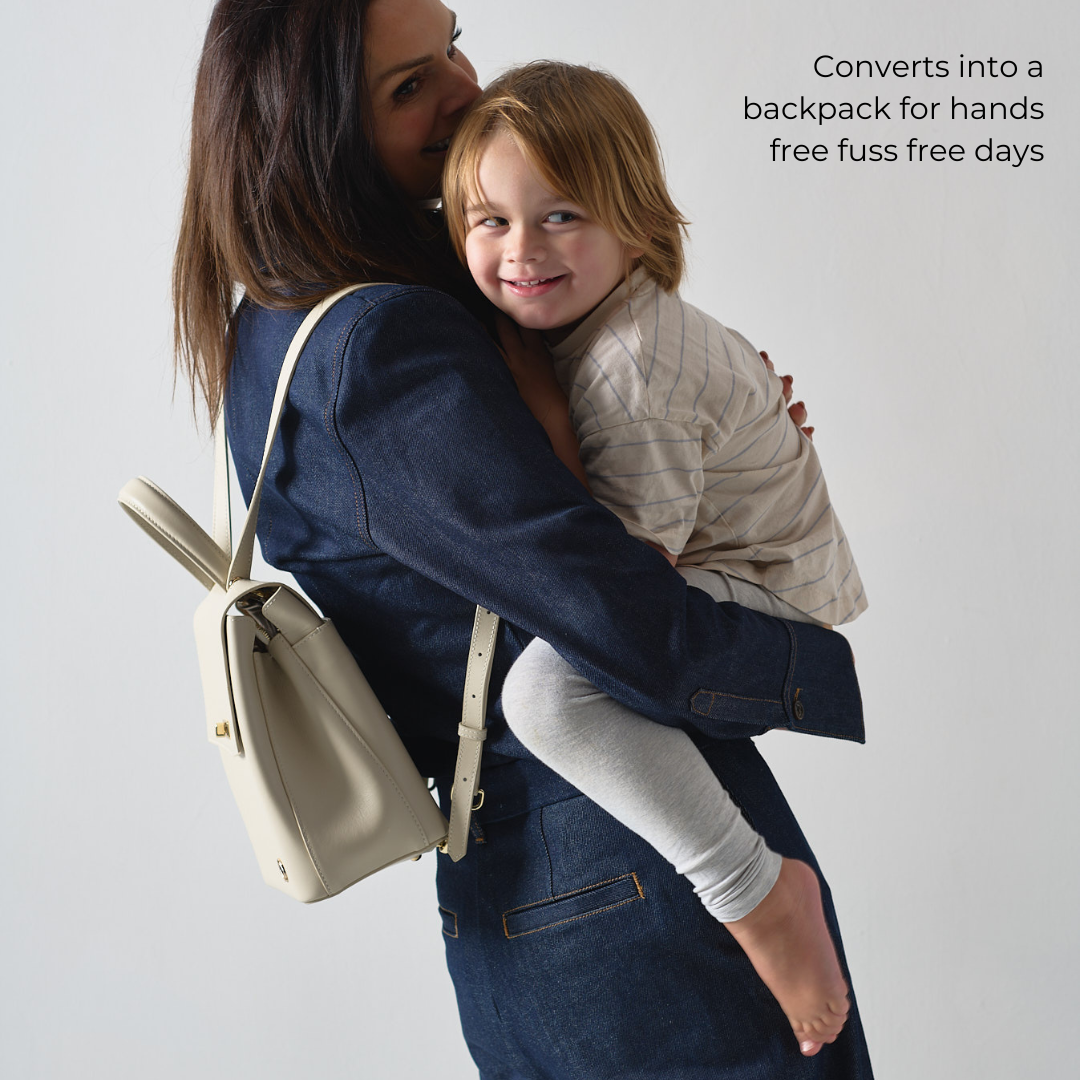 #color_Cream, Florence Small Leather Backpack