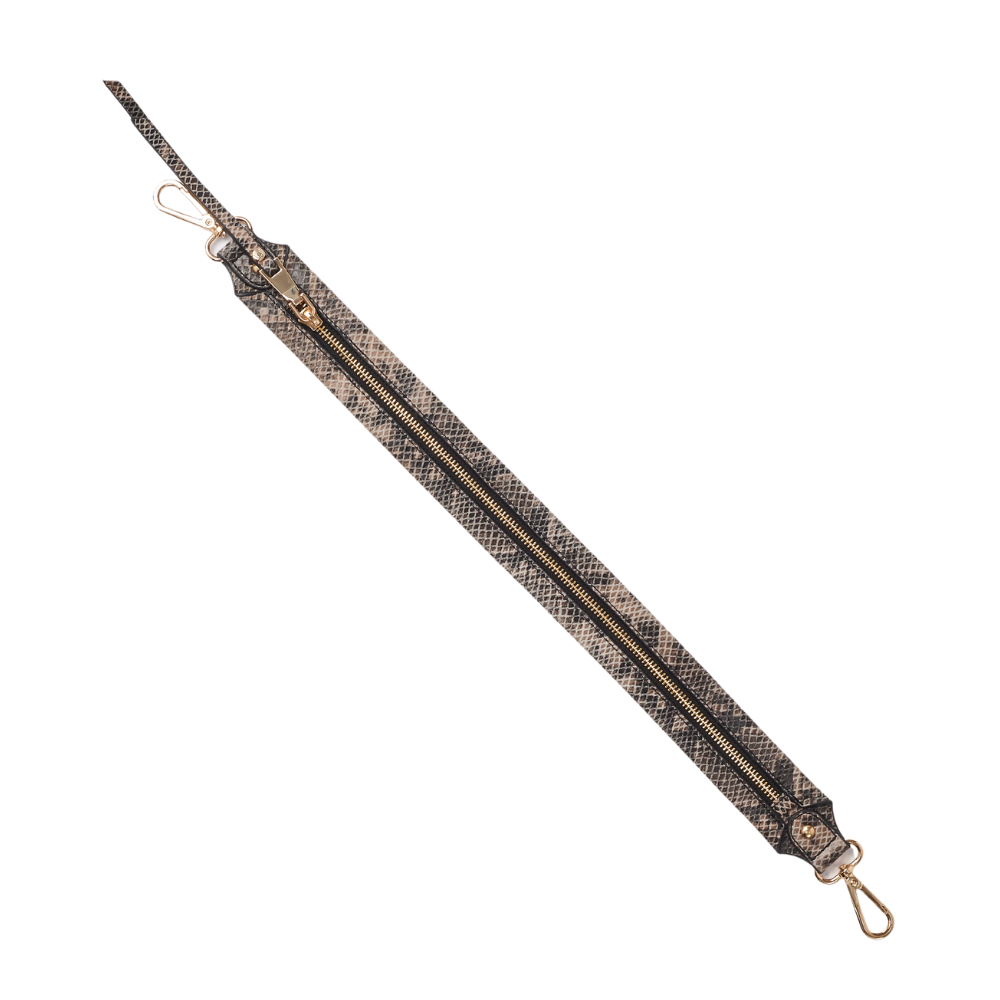printed ptyhon plain  gretchen strap with zip detail