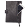 vicki black conda embossed leather journal cover with back zip pocket perfect for phone