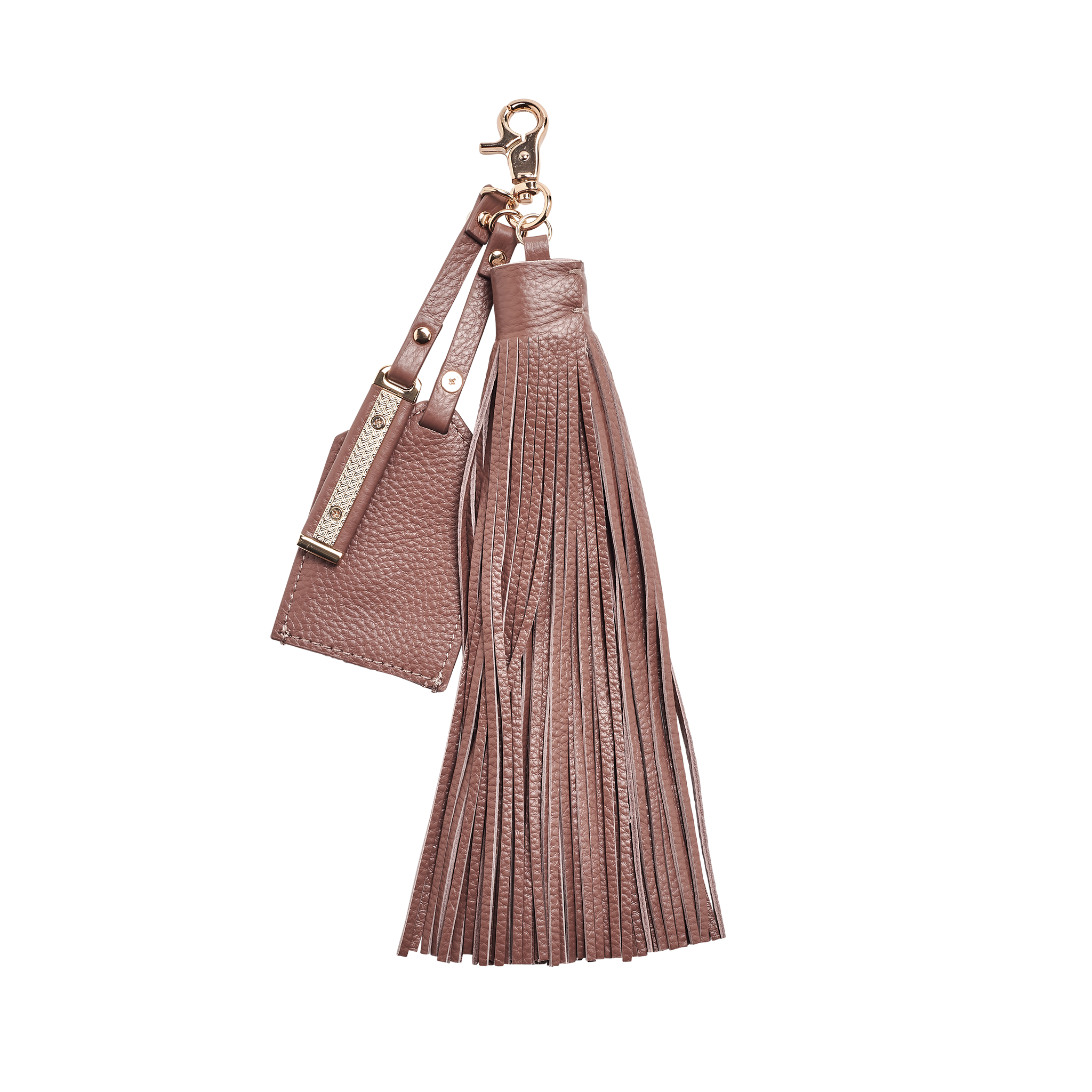 mink leather warrior tassel keyring with clear luggage tag