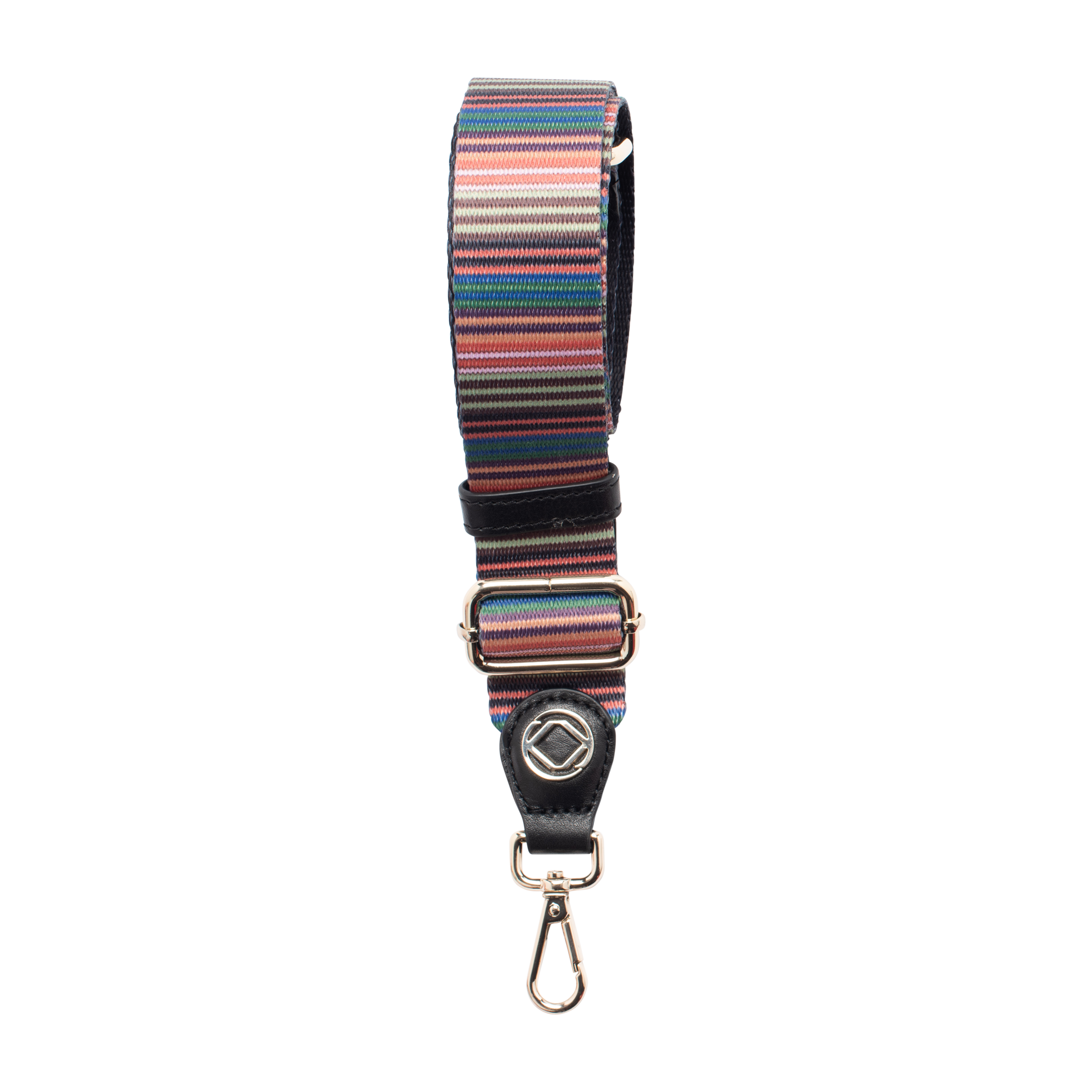 webster mini muted stripe leather adjustable bag strap with light gold hardware