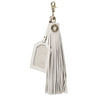putty leather warrior tassel keyring with clear luggage tag