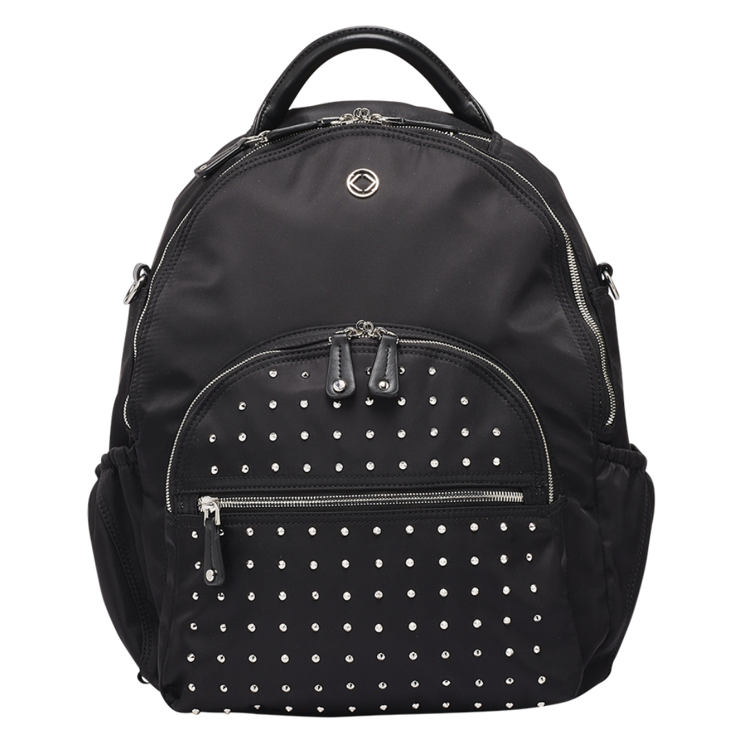 Leather Weekender Bags | Joy XL ECO Stud Black Recycled Nylon Backpack