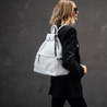 designer white leather backpack