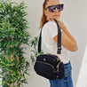 recycled nylon black crossbody bag 