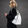 Designer White Leather Rucksack