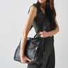 black leather work bag, Lennox Demi Black Leather Handbag