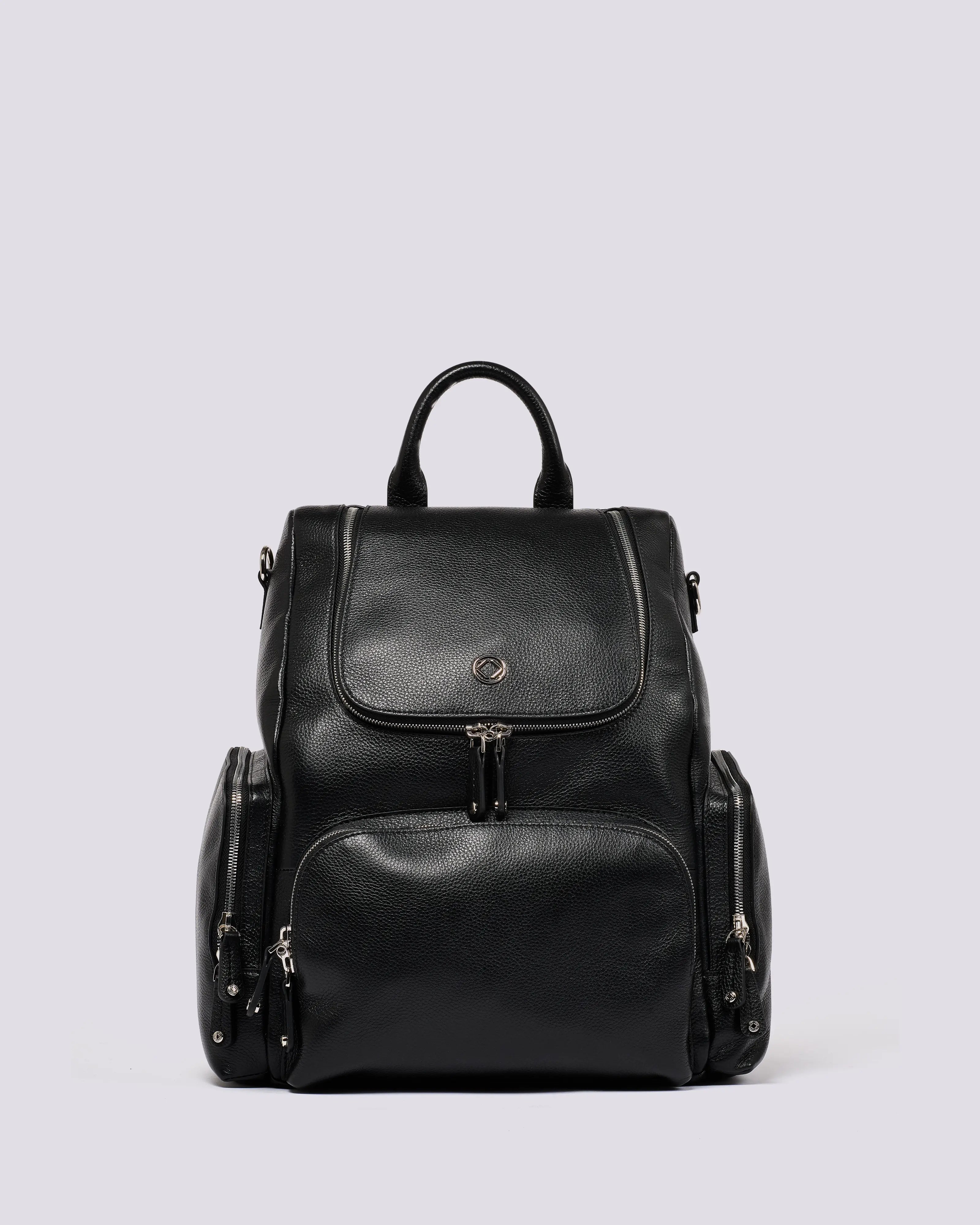 #color_Black Silver, Amber Leather Backpack