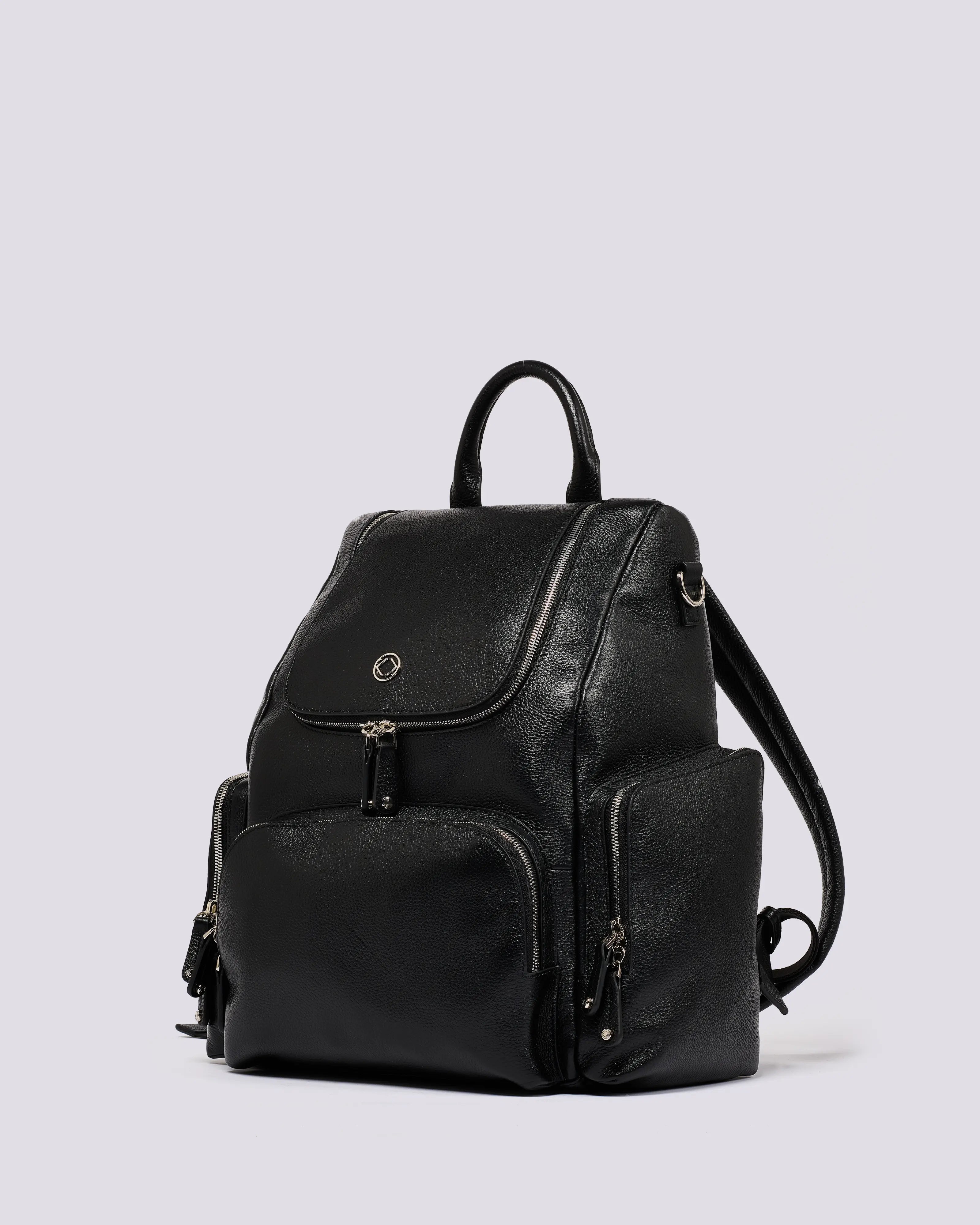 #color_Black Silver, Amber Leather Backpack