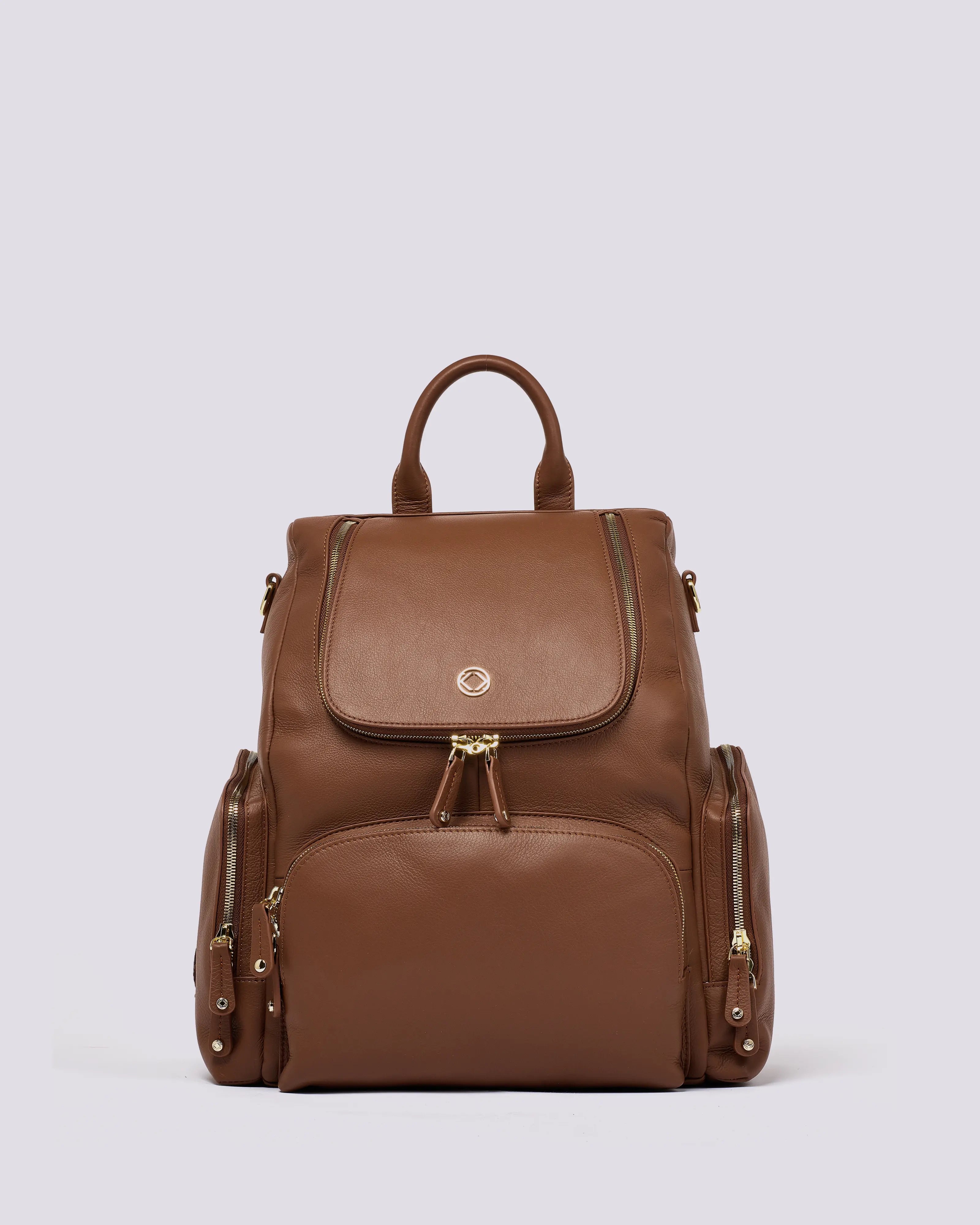 #color_Nutshell Gold, Amber Leather Backpack