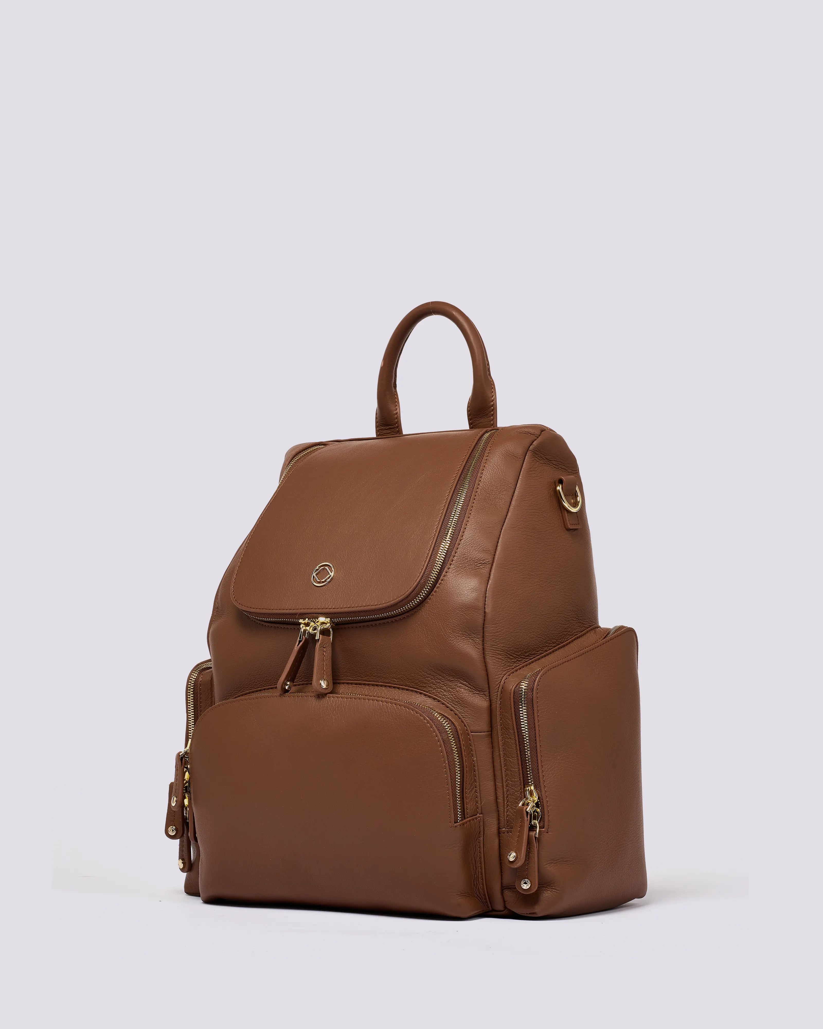 #color_Nutshell Gold, Amber Leather Backpack