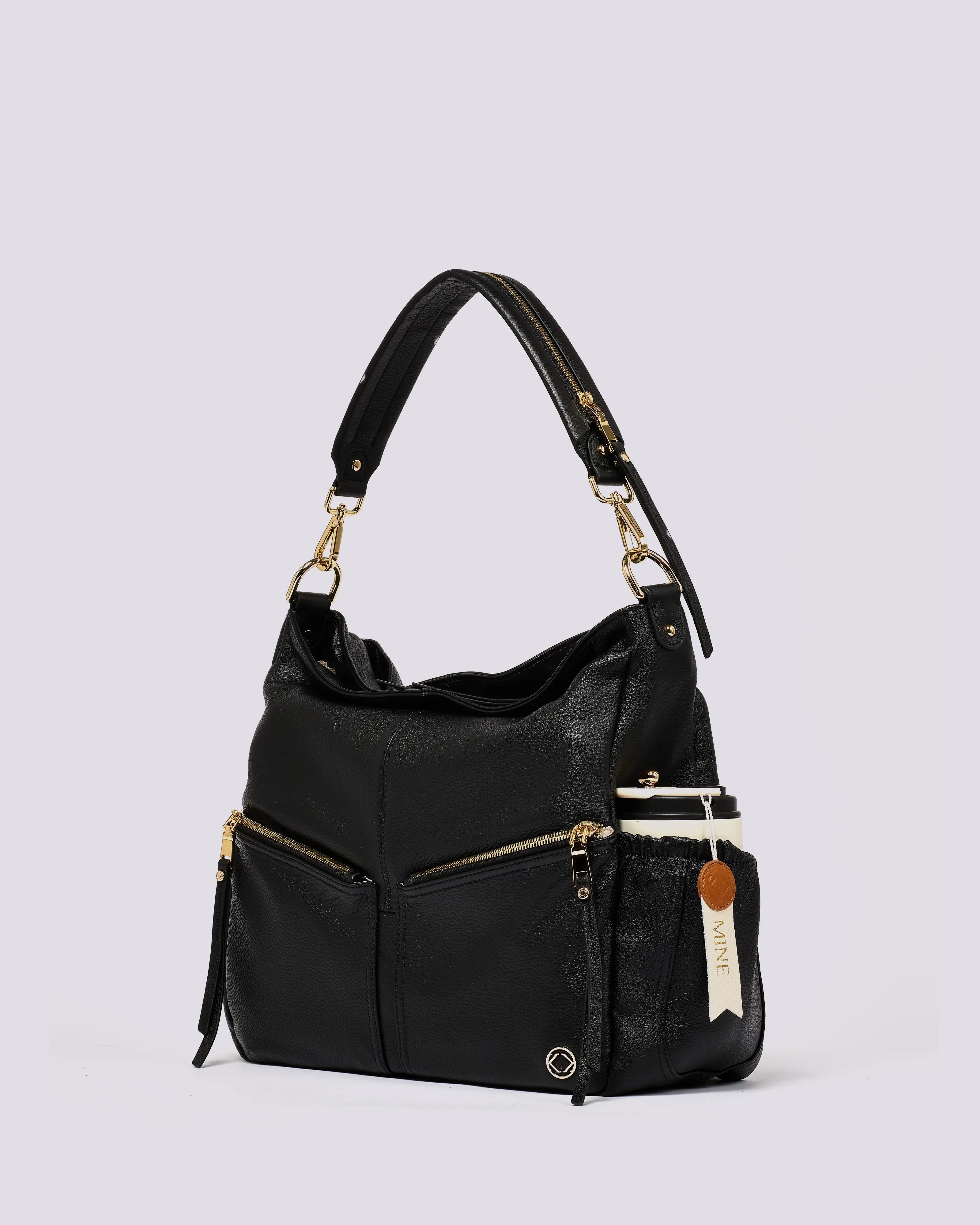 #color_Demi Black, Black Leather Work Bag, Travel Bag, Lennox Black Leather Crossover Bag