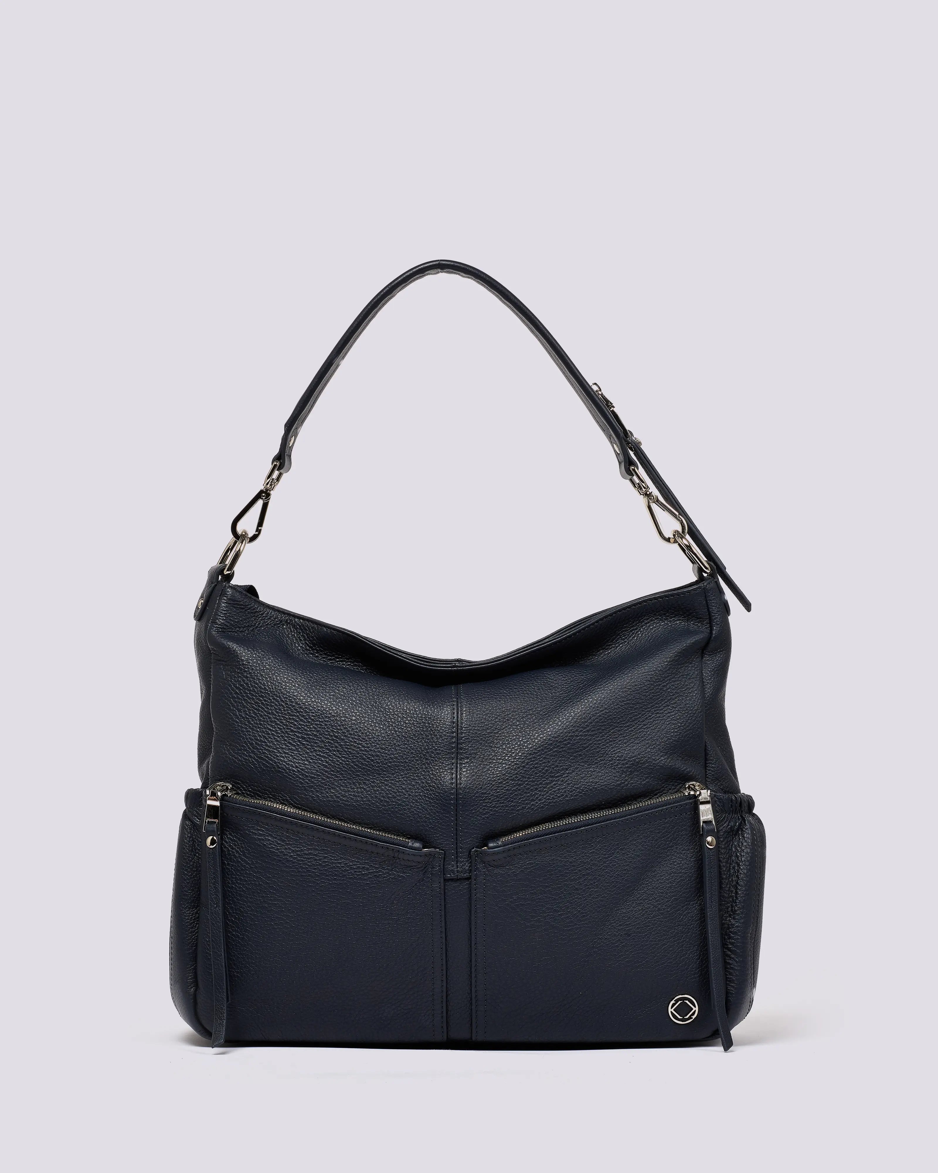 #color_Demi Navy, Navy Leather Work Bag, Travel Bag, Lennox Black Leather Crossover Bag