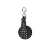 black studded leather mini key ring tassel with mirror