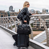 model puling westwood xl weekender black leather ladies travel bag on top trolley