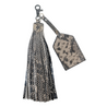 warrior printed leather tassel keyring and luggage tag with dog clip for attaching to your luggage