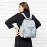 Amber apple grey leather womens work backpack with adjustable padded shoulder straps