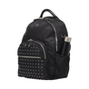 joy xl black recycled nylon studded leather backpack with insulated side pocket for water bottle