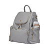 Amber apple grey leather backpack with insulated side pocket carrying water bottle