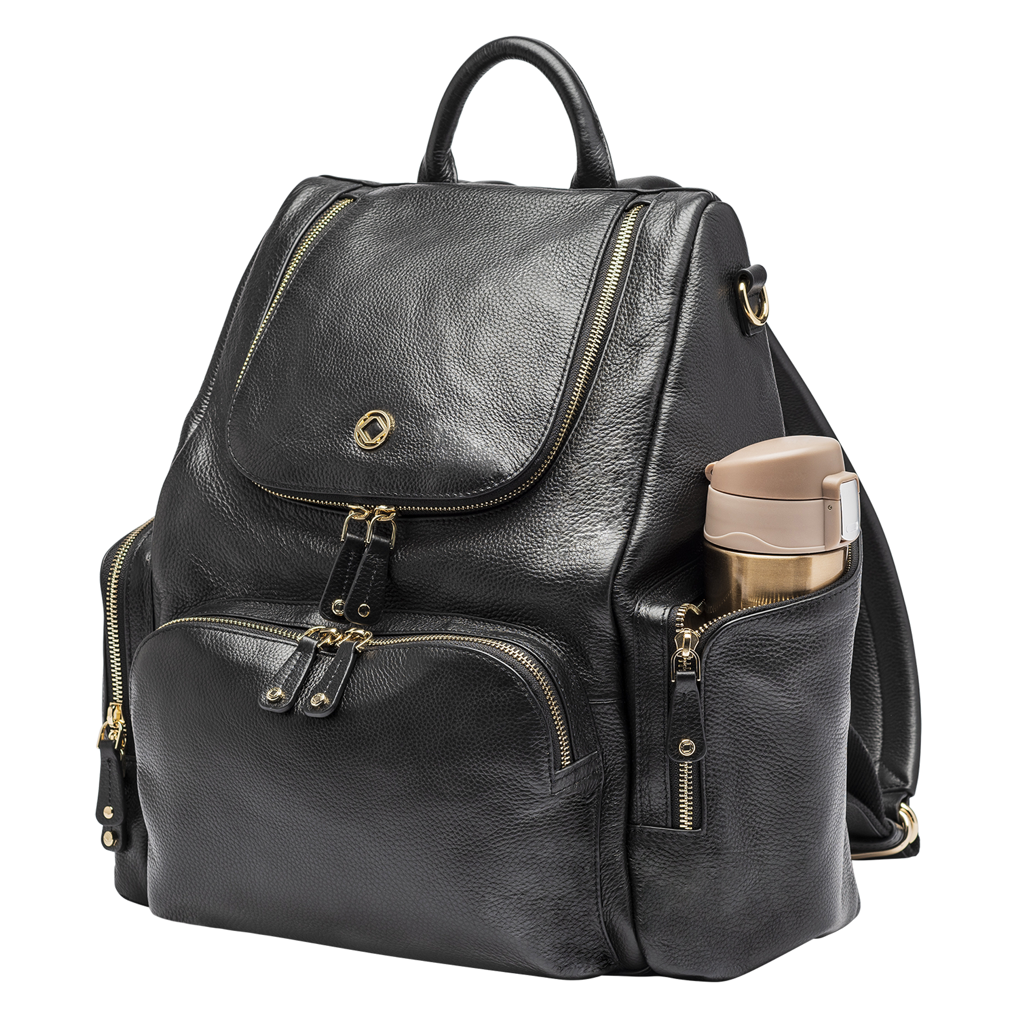 Black Leather Changing Backpack - Perfect for Mums | KeriKit England